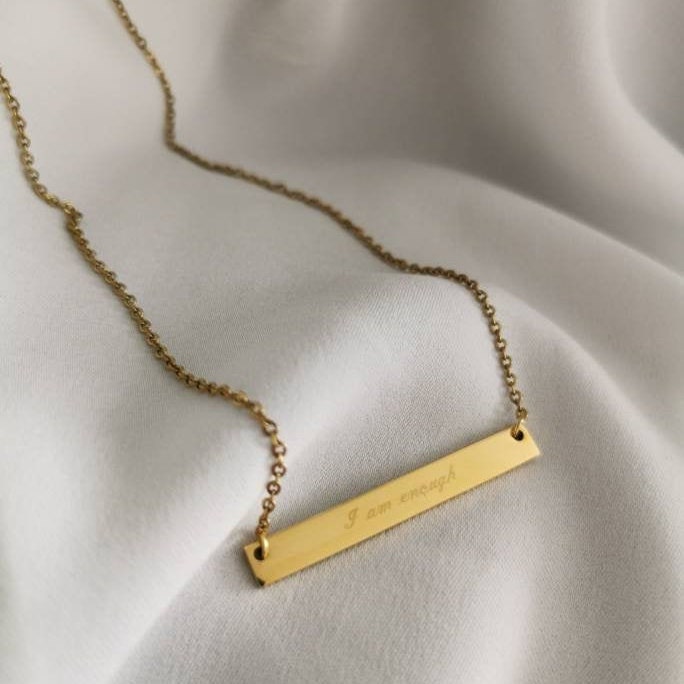 Kette mit Gravur Plättchen in Gold, Silber, Rosé. Personalisierte Kette mit Gravur Anhänger, Namenskette, Namensgravur, Halskette gold