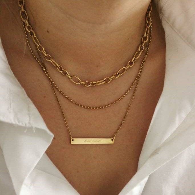 Kette mit Gravur Plättchen in Gold, Silber, Rosé. Personalisierte Kette mit Gravur Anhänger, Namenskette, Namensgravur, Halskette gold