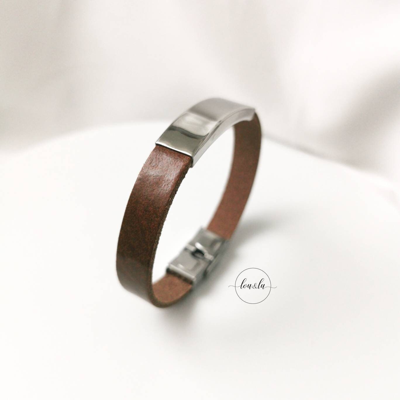 Personalisiertes Männer Armband, Herren Armband Leder + Edelstahl , Gravur Armband Mann ,Herren Armband mit Gravur, Geschenk für Männer