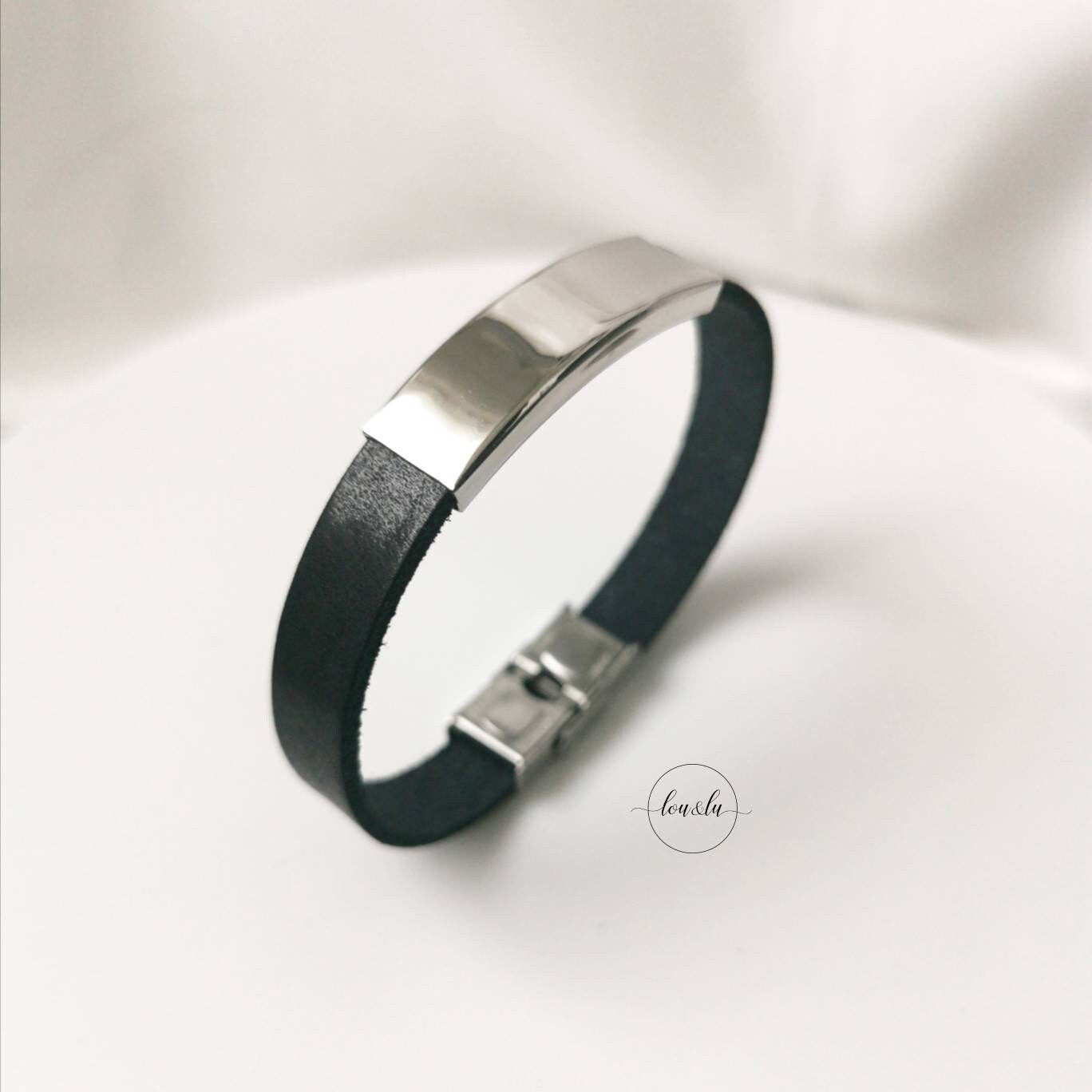 Personalisiertes Männer Armband, Herren Armband Leder + Edelstahl , Gravur Armband Mann ,Herren Armband mit Gravur, Geschenk für Männer
