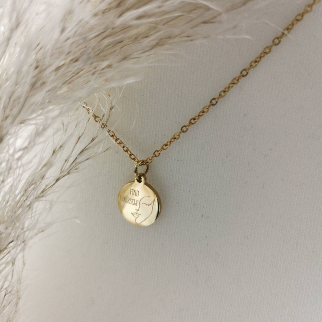 Personalisierte Kette mit 12mm Gravur Plättchen in Gold, Silber oder Rosé, Familienkette, Namens Kette, Geschenk Mama, Halskette Gold