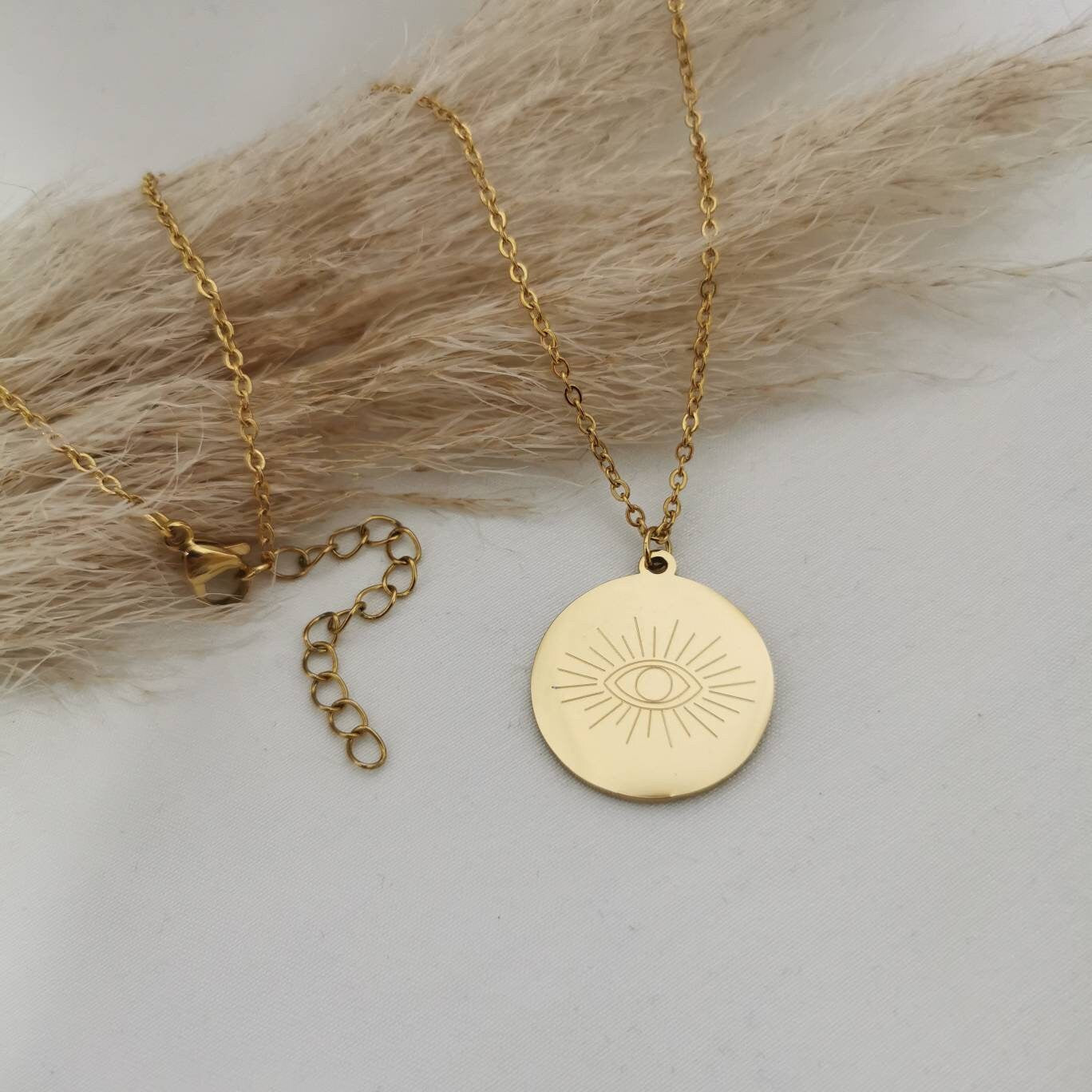 Lange Kette personalisiert 25mm Gravur Plättchen in Gold, Silber o. Rosé, Familienkette,Namens Kette,Buchstabenkette,Geschenk Halskette gold