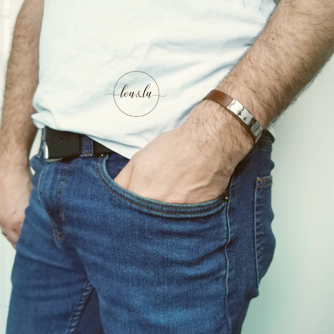 Personalisiertes Männer Armband, Herren Armband Leder + Edelstahl , Gravur Armband Mann ,Herren Armband mit Gravur, Geschenk für Männer