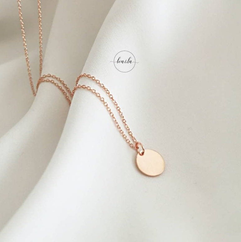 925 Sterling Silber Kette personalisiert, Gold, Rosé, Silber, Plättchen Kette mit Gravur Anhänger, Namenskette, personalisiertes Geschenk,