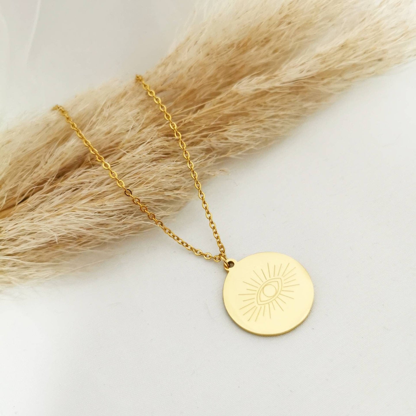 Lange Kette personalisiert 25mm Gravur Plättchen in Gold, Silber o. Rosé, Familienkette,Namens Kette,Buchstabenkette,Geschenk Halskette gold