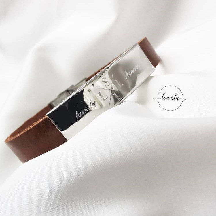 Personalisiertes Männer Armband, Herren Armband Leder + Edelstahl , Gravur Armband Mann ,Herren Armband mit Gravur, Geschenk für Männer