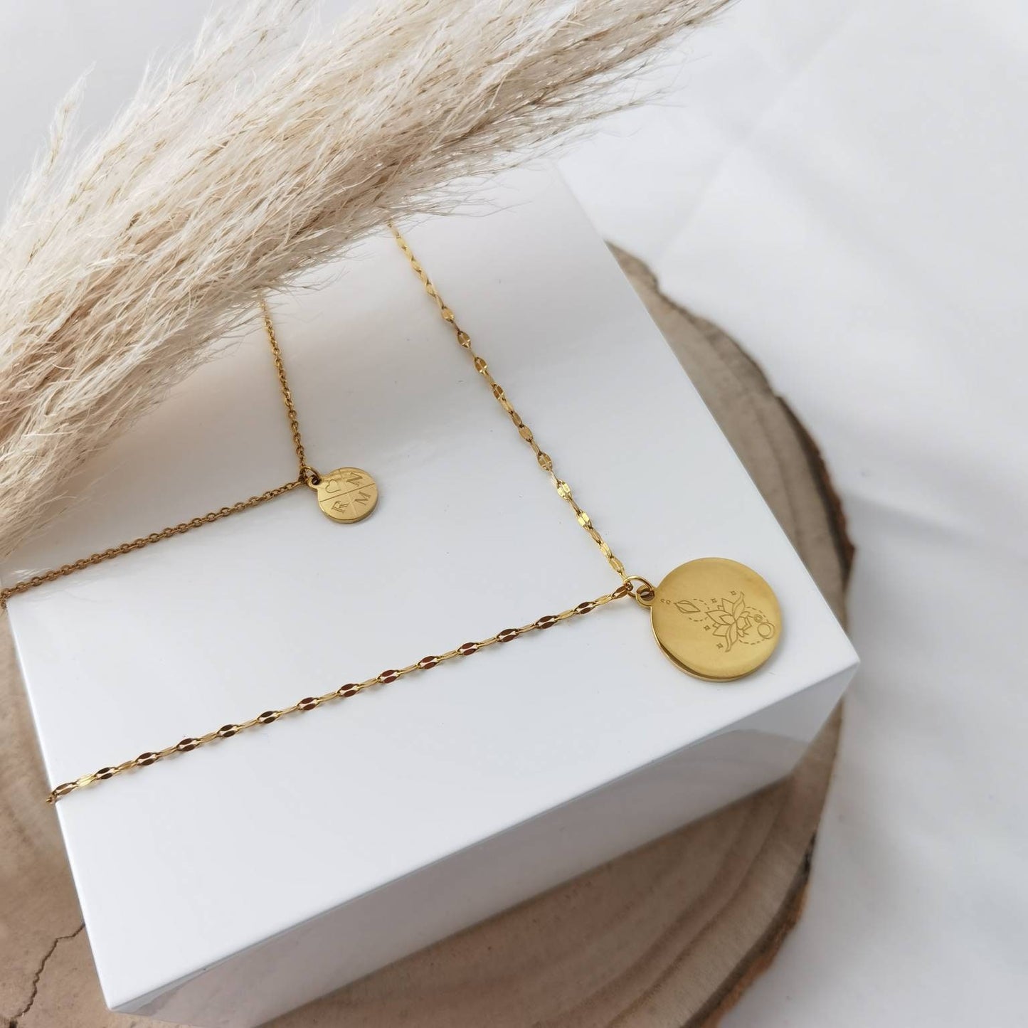 Mehrreihige, personalisierte Plättchen Kette in Gold,Silber,Rosé aus Edelstahl, Personalisierter Schmuck für Frauen, Weihnachtsgeschenk Frau