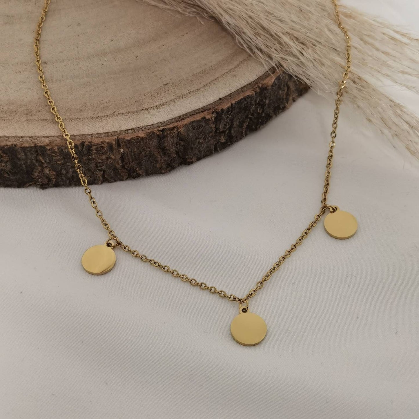 Personalisierte 10mm Plättchen Kette in Gold, Rosé, Silber aus Edelstahl, Kette Buchstaben Gravur, Namens Kette als Geschenk, Halskette gold