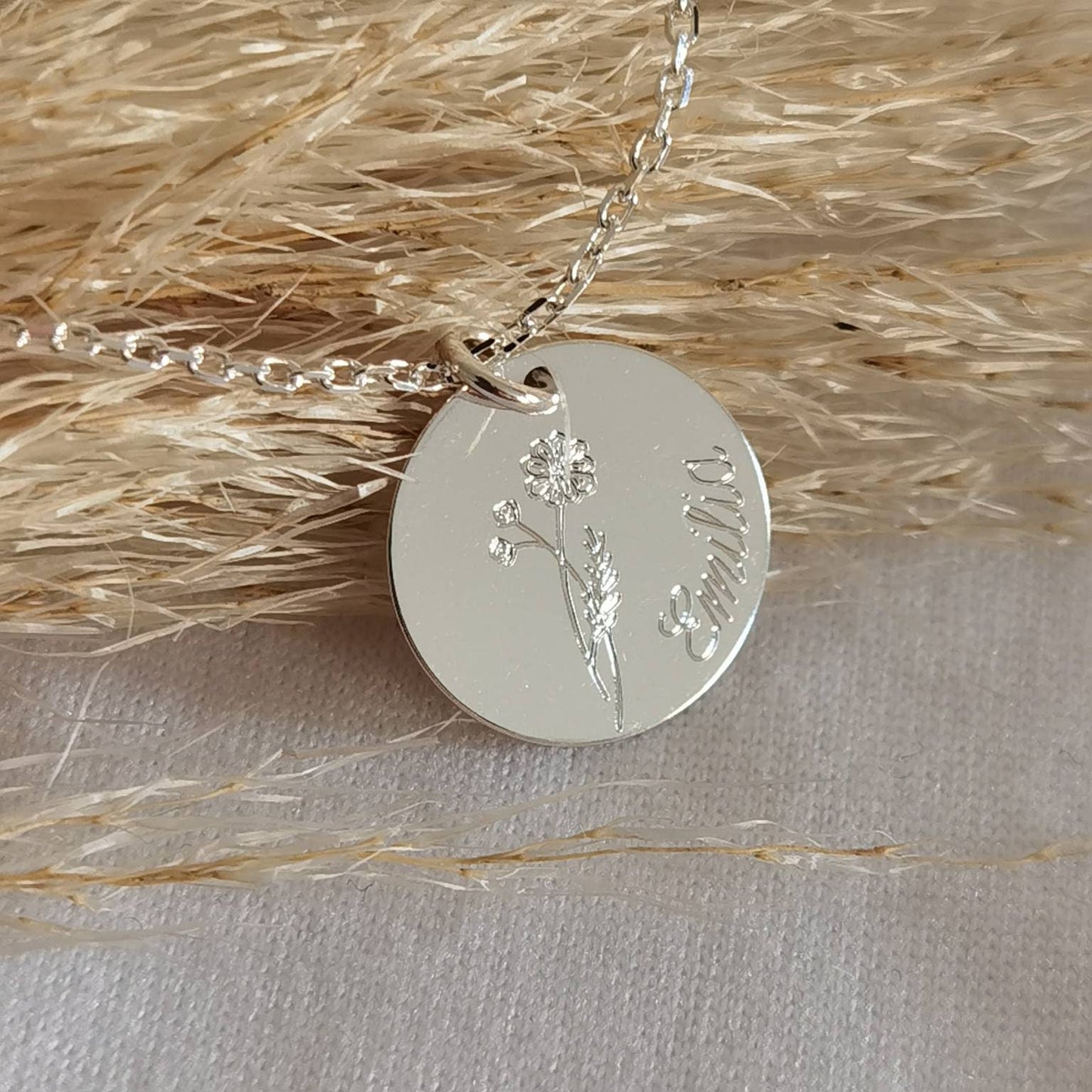 Personalisierte 925 Sterling Silber Kette in Gold, Rosé, Silber, 15mm Plättchen, 55cm Kette mit Gravur Anhänger, personalisiertes Geschenk