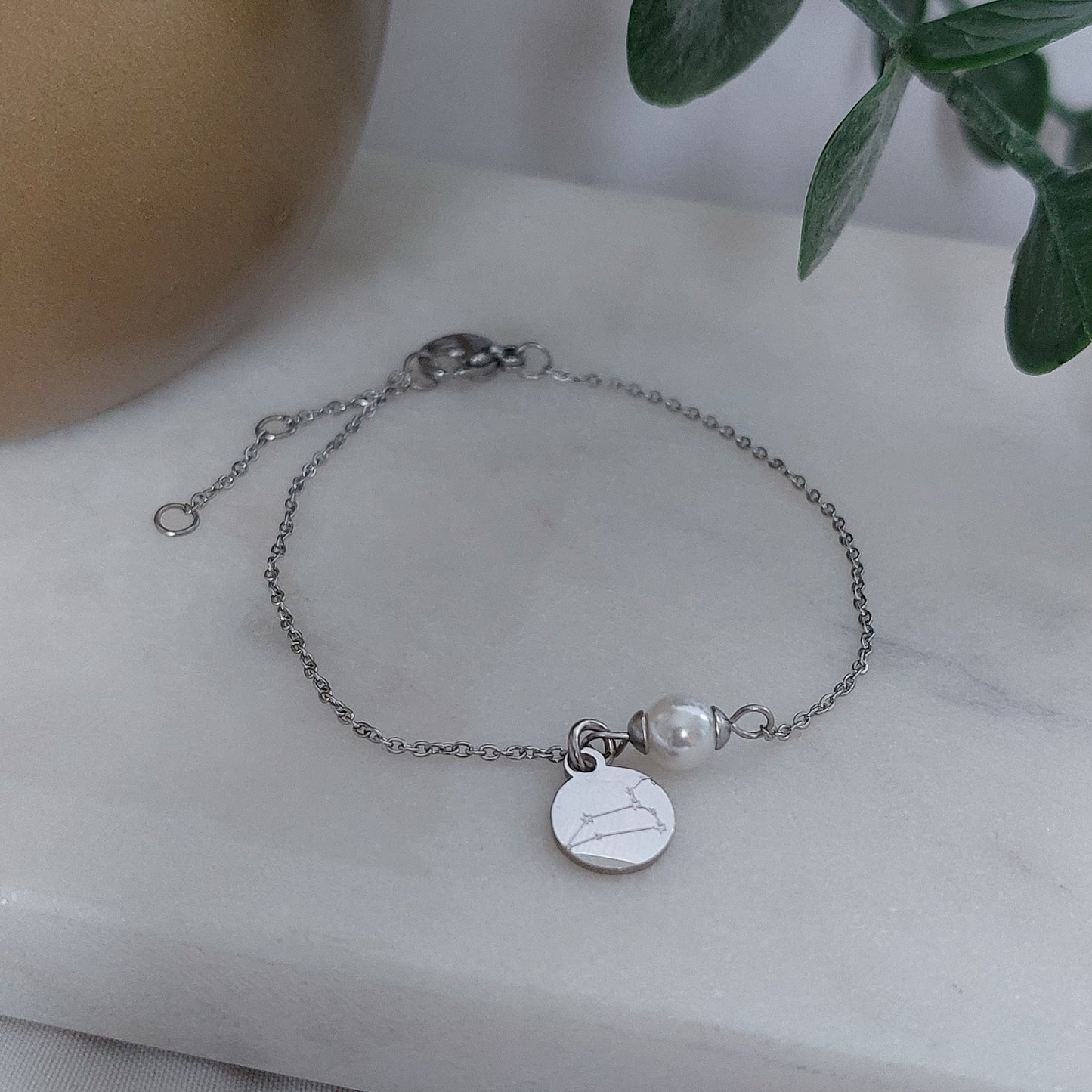 Personalisiertes Perlenarmband Gold, Silber oder Rosé, Armband Perlen Anhänger, Perlen Armband, Edelstahl Armband Perlen Gold, Silber, Rosé
