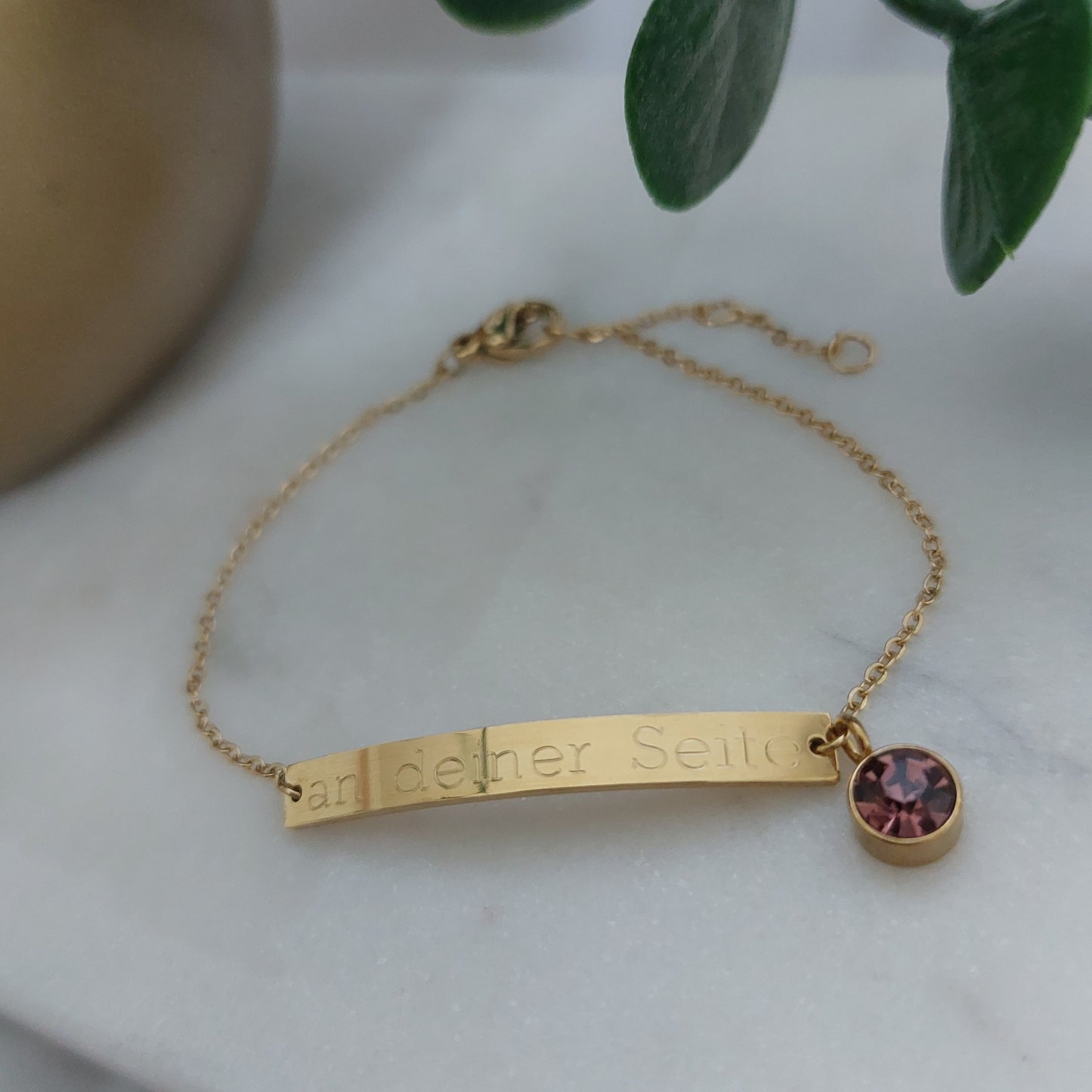 Personalisiertes Geburtsstein Armband mit Namensgravur in Gold, Silber und Rosé,Namens Kettchen, personalisiertes Armband mit Namen