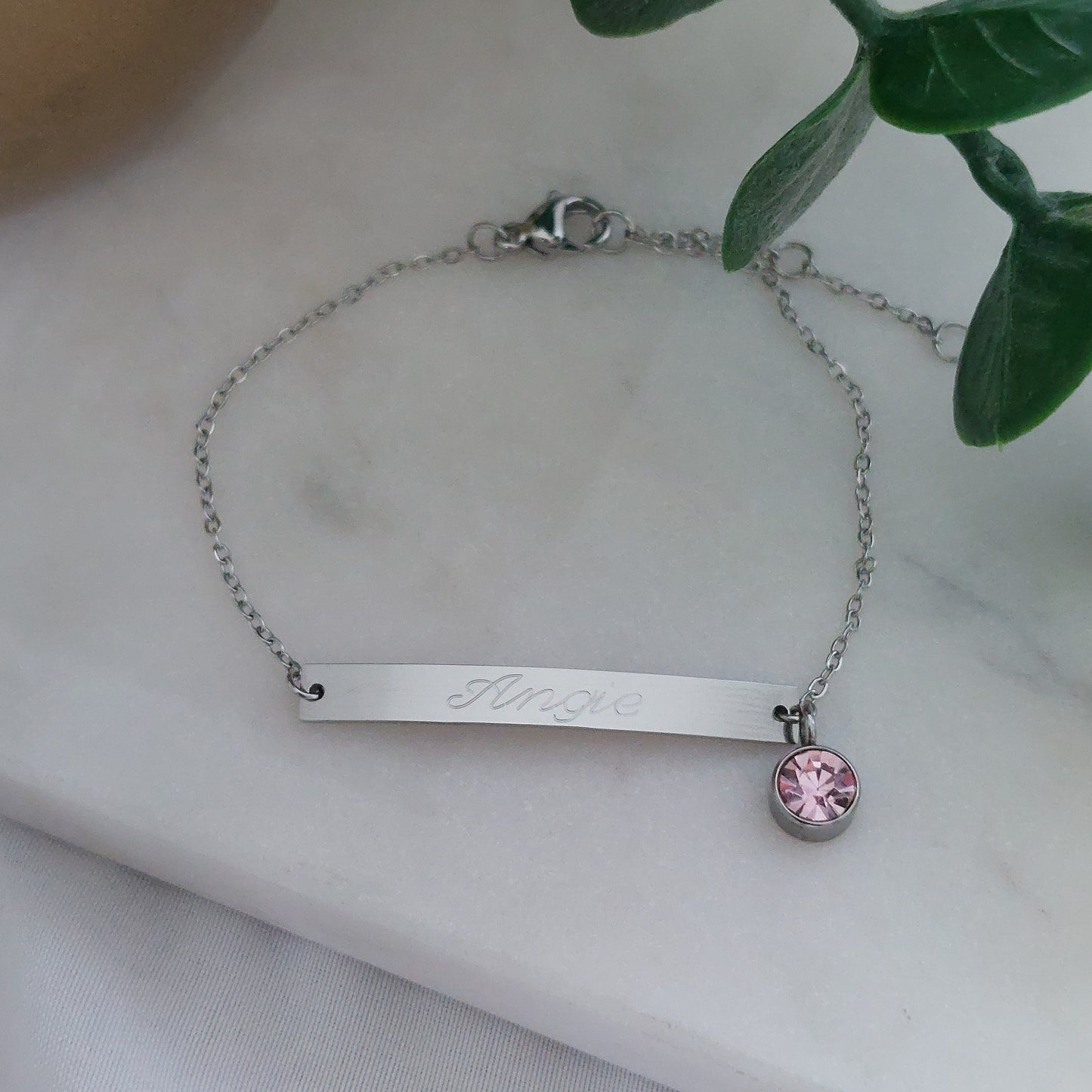 Personalisiertes Geburtsstein Armband mit Namensgravur in Gold, Silber und Rosé,Namens Kettchen, personalisiertes Armband mit Namen
