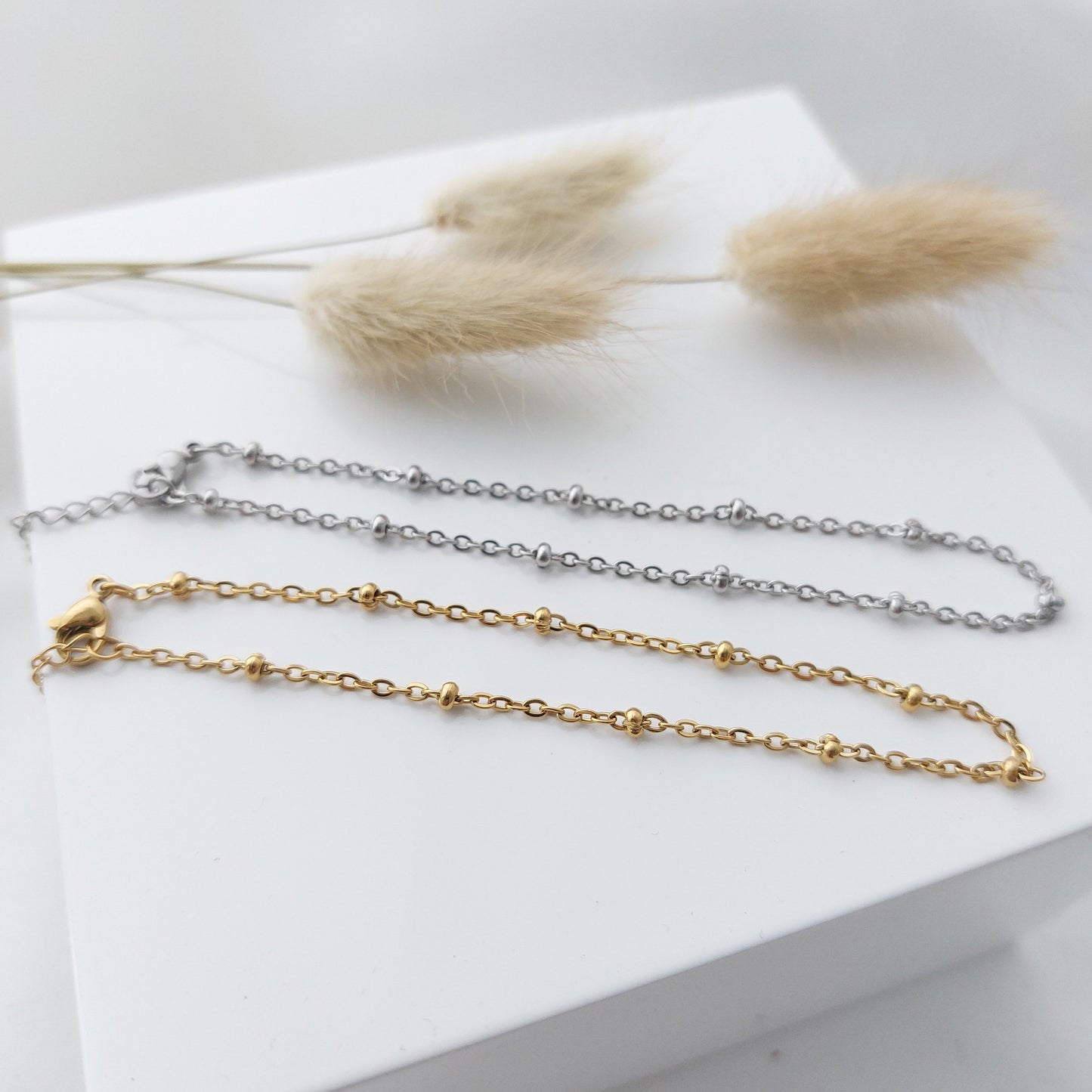 Fußkette aus Edelstahl in Gold, Silber, Rosé, Fußkettchen wasserfest, Geschenk für Frauen, Damenschmuck, Edelstahl Schmuck,
