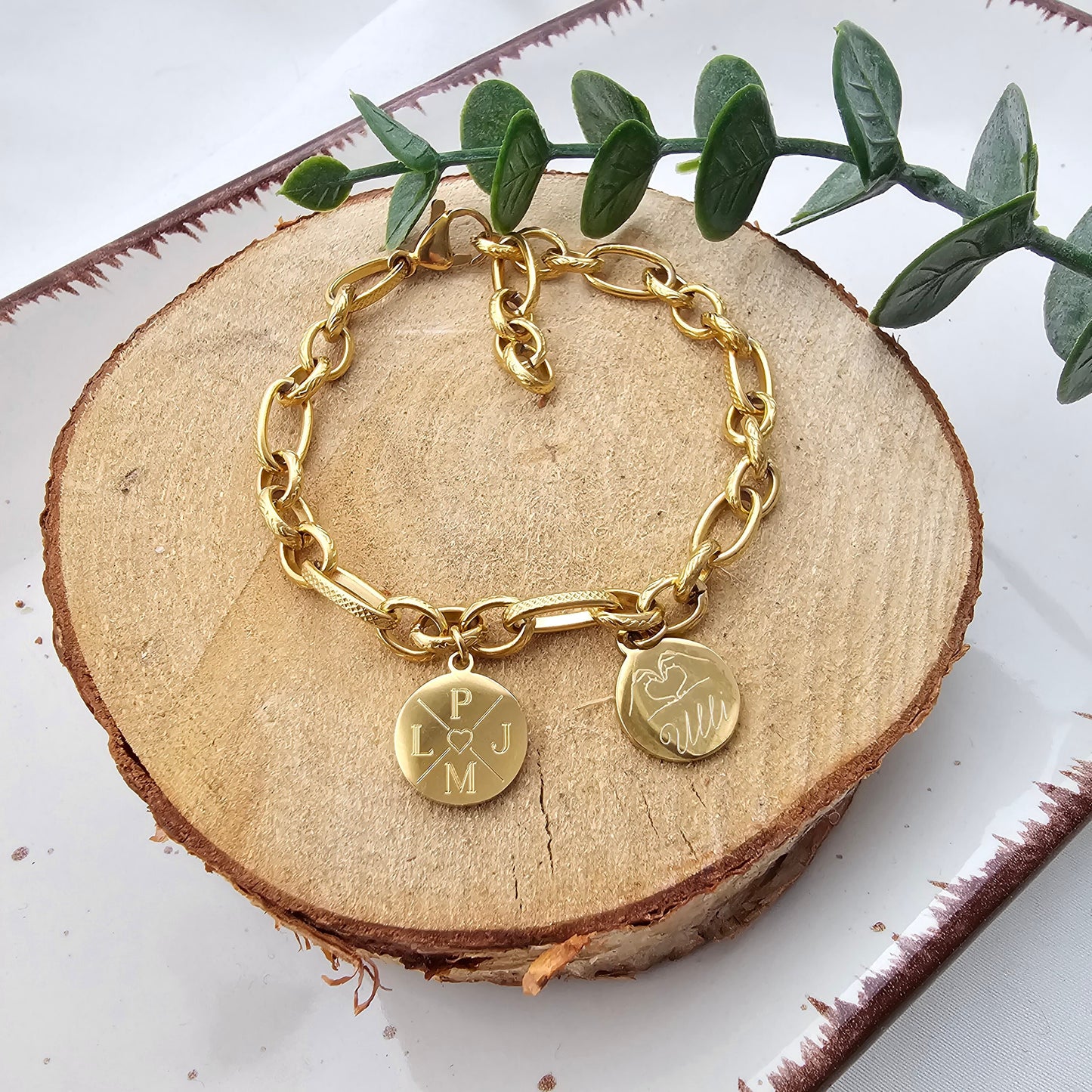 Grobes Armband personalisiert in Gold oder Silber aus Edelstahl, chunky Armband, Armkette mit Namen, personalisiertes Geschenk