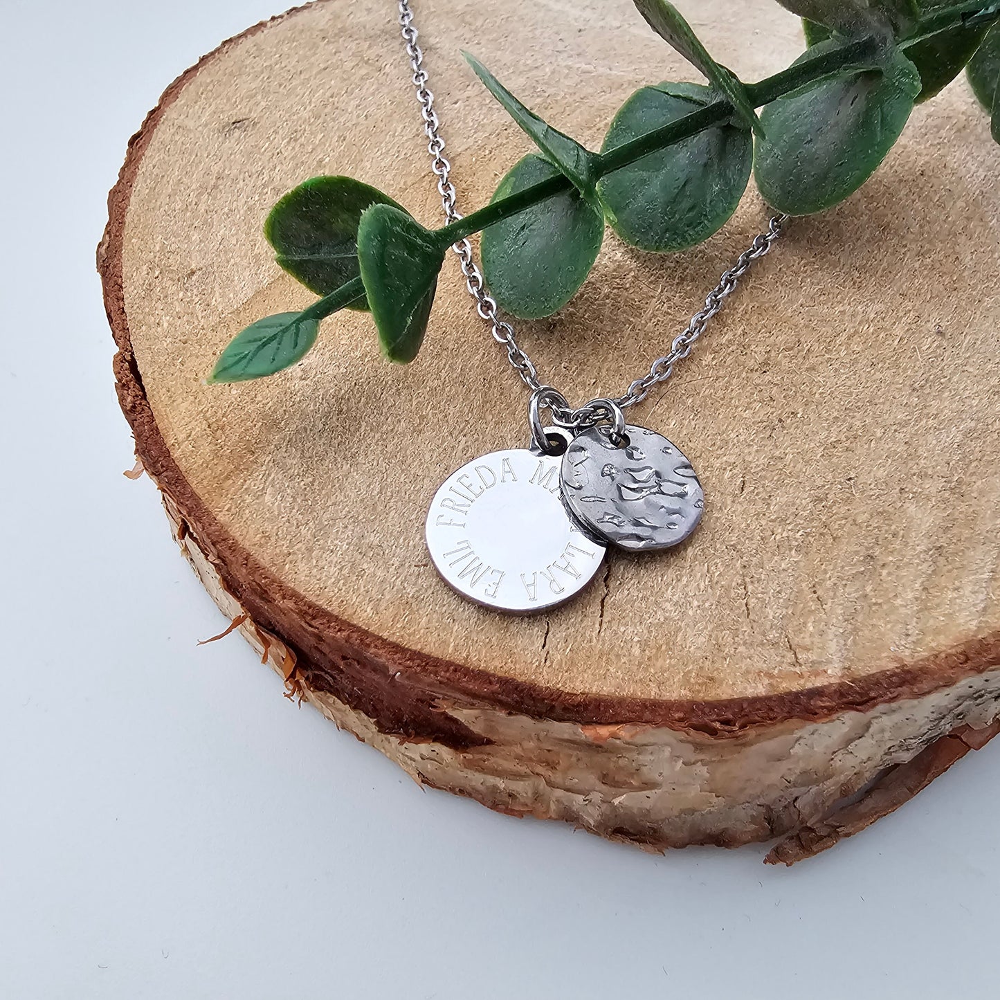 Halskette mit 12mm Gravur Plättchen| 10mm Strucktur Plättchen in Gold & Silber| Namenskette| Kette mit Buchstabe| personalisiertes Geschenk