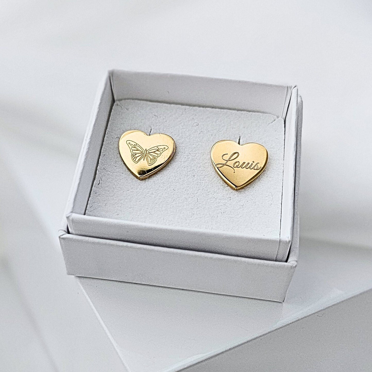 Chunky Herzohrstecker mit Gravur in Gold und Silber | Herzohrringe | große Ohrstecker mit Herz | personalisiertes Herz