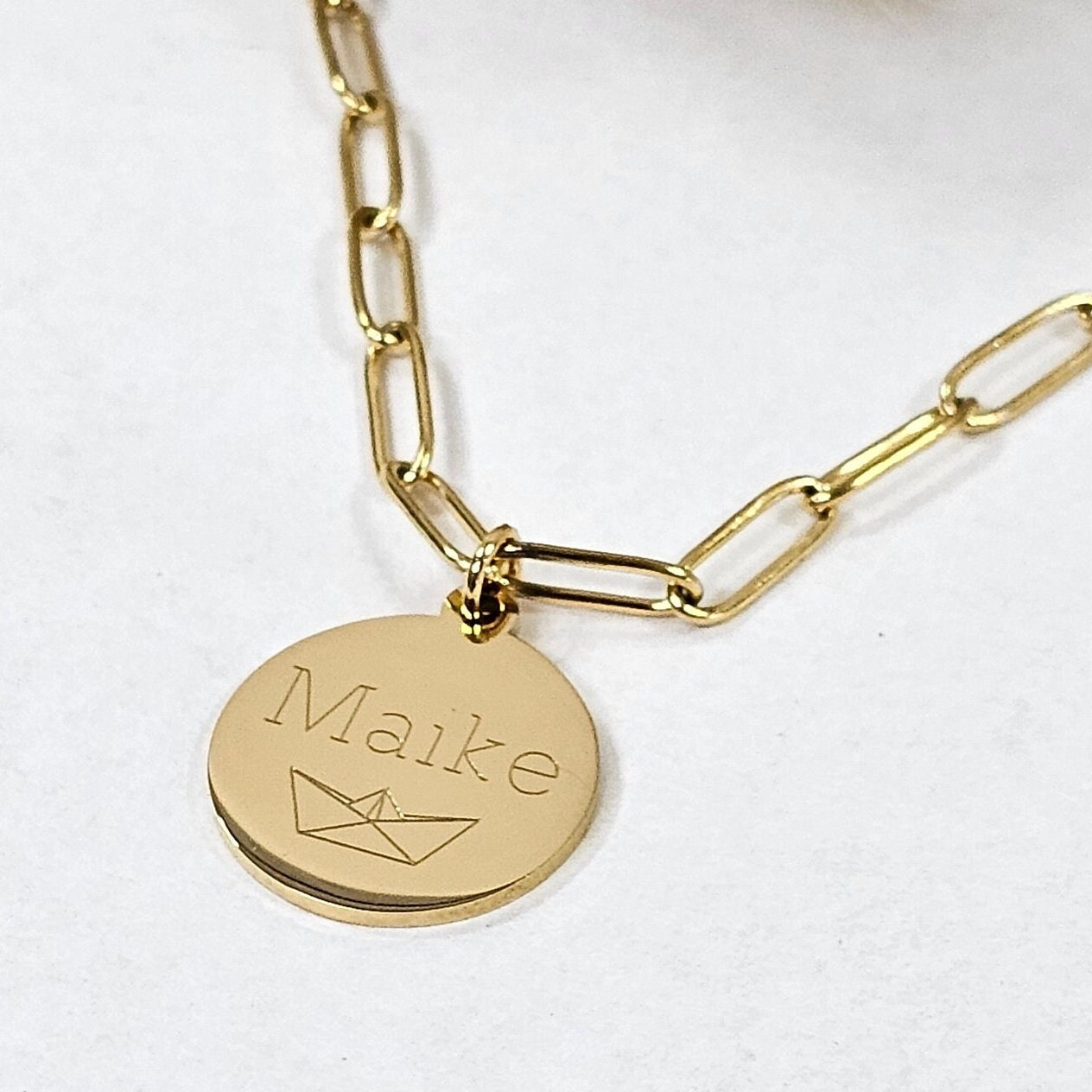 Personalisierte Kette mit 20mm Gravur Plättchen in Gold und Silber, Halskette Gold, Familienkette, Namenskette, personalisiertes Geschenk