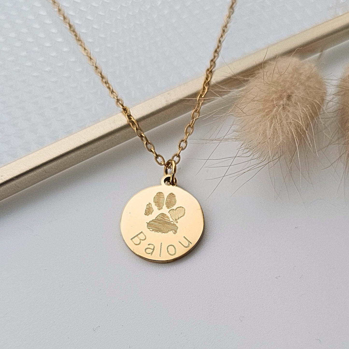 Pfotenabdruck Kette Hund, Katze | Pfotenabdruck Anhänger mit Pfotenabdruck Bild | personalisiertes Geschenk | Hundemarke personalisiert
