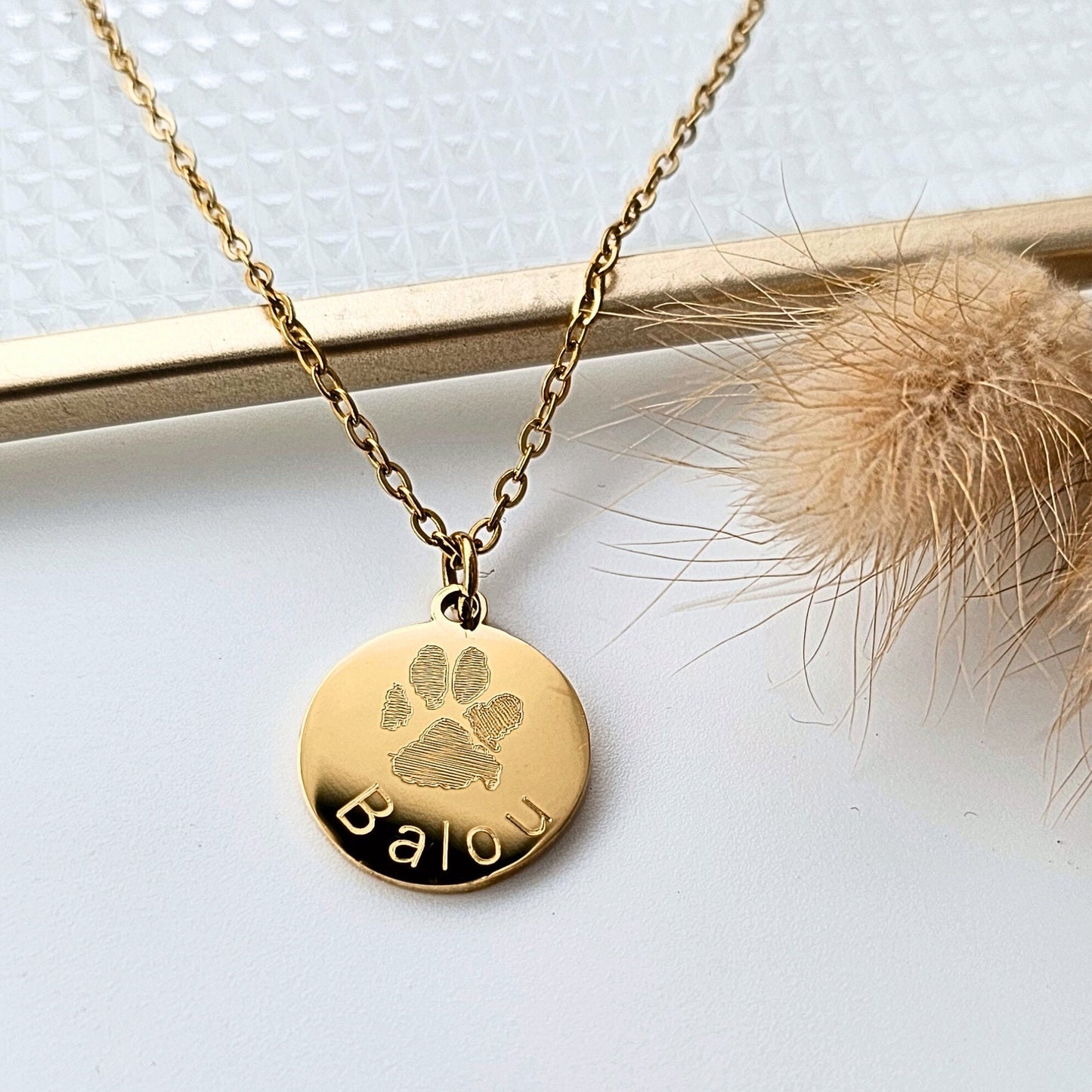 Pfotenabdruck Kette Hund, Katze | Pfotenabdruck Anhänger mit Pfotenabdruck Bild | personalisiertes Geschenk | Hundemarke personalisiert