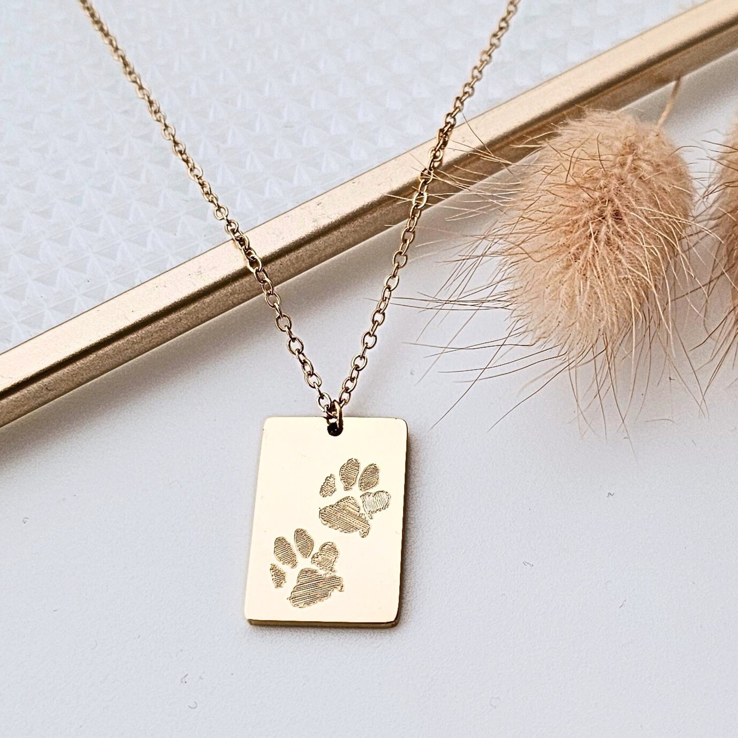 Pfotenabdruck Kette | Hunde Erinnerungs-Schmuck | Pfotenabdruck Anhänger | personalisiertes Geschenk | Hundemarke personalisiert