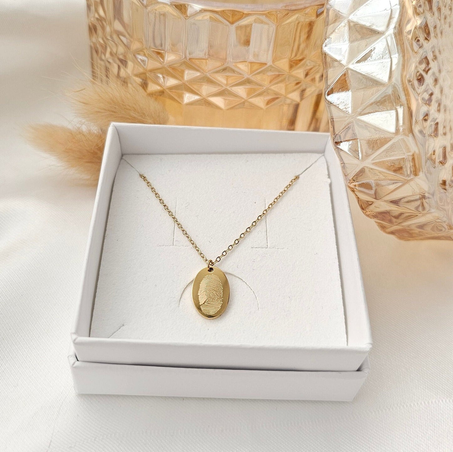 Fingerabdruck Halskette in Gold, Silber, Rose | Kette mit Fingerabdruck | Namenskette | Buchstabenkette | personalisiertes Geschenk