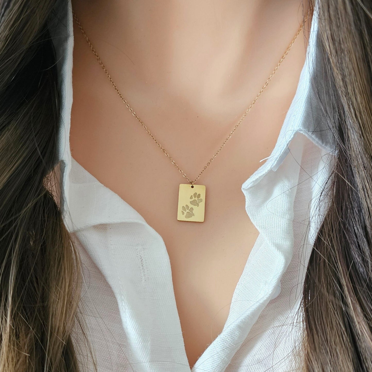 Pfotenabdruck Kette | Hunde Erinnerungs-Schmuck | Pfotenabdruck Anhänger | personalisiertes Geschenk | Hundemarke personalisiert