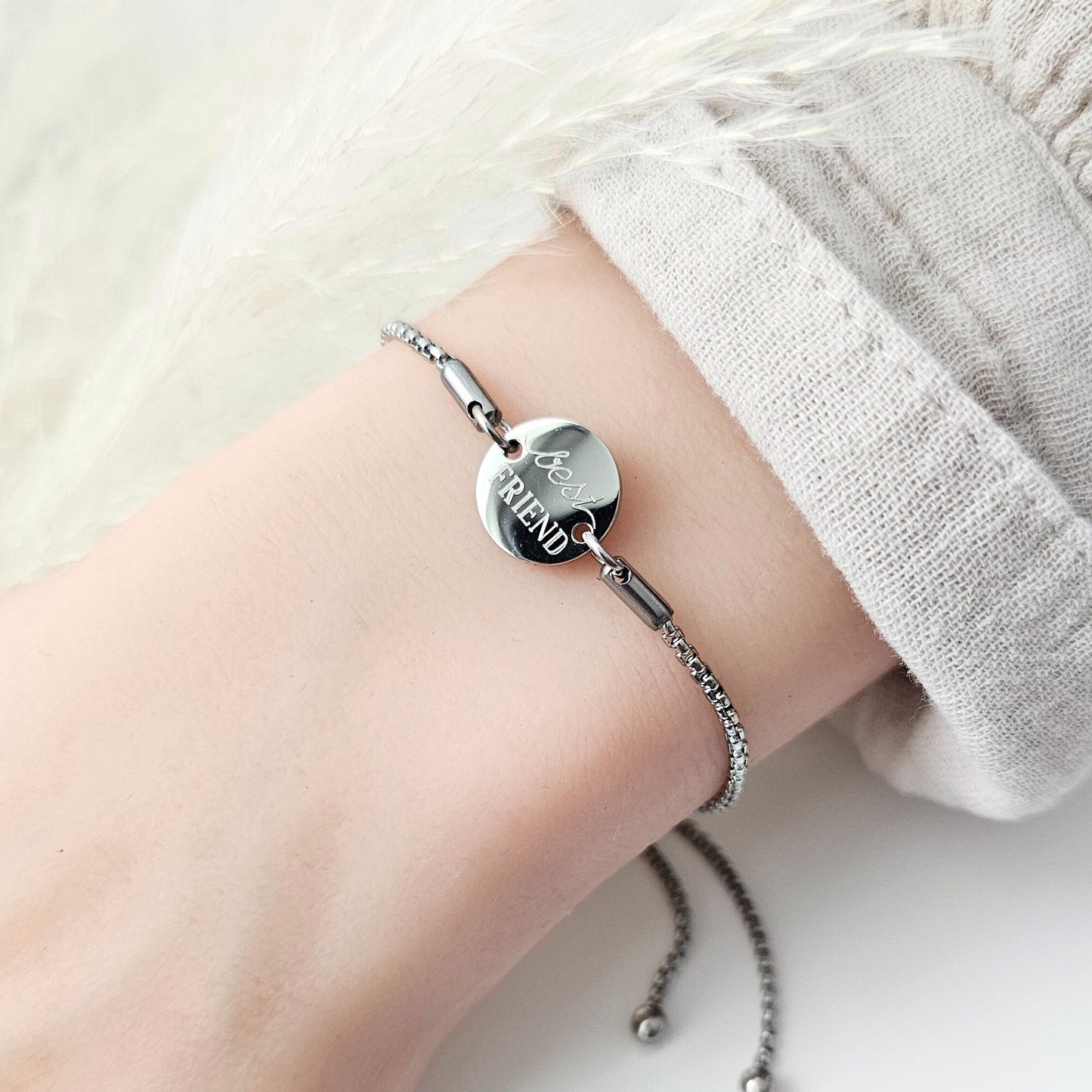 Personalisiertes Armband mit Schiebeverschluss, Armband mit Namen, personalisierte Geschenke, Armkette mit Buchstaben, Schiebearmband