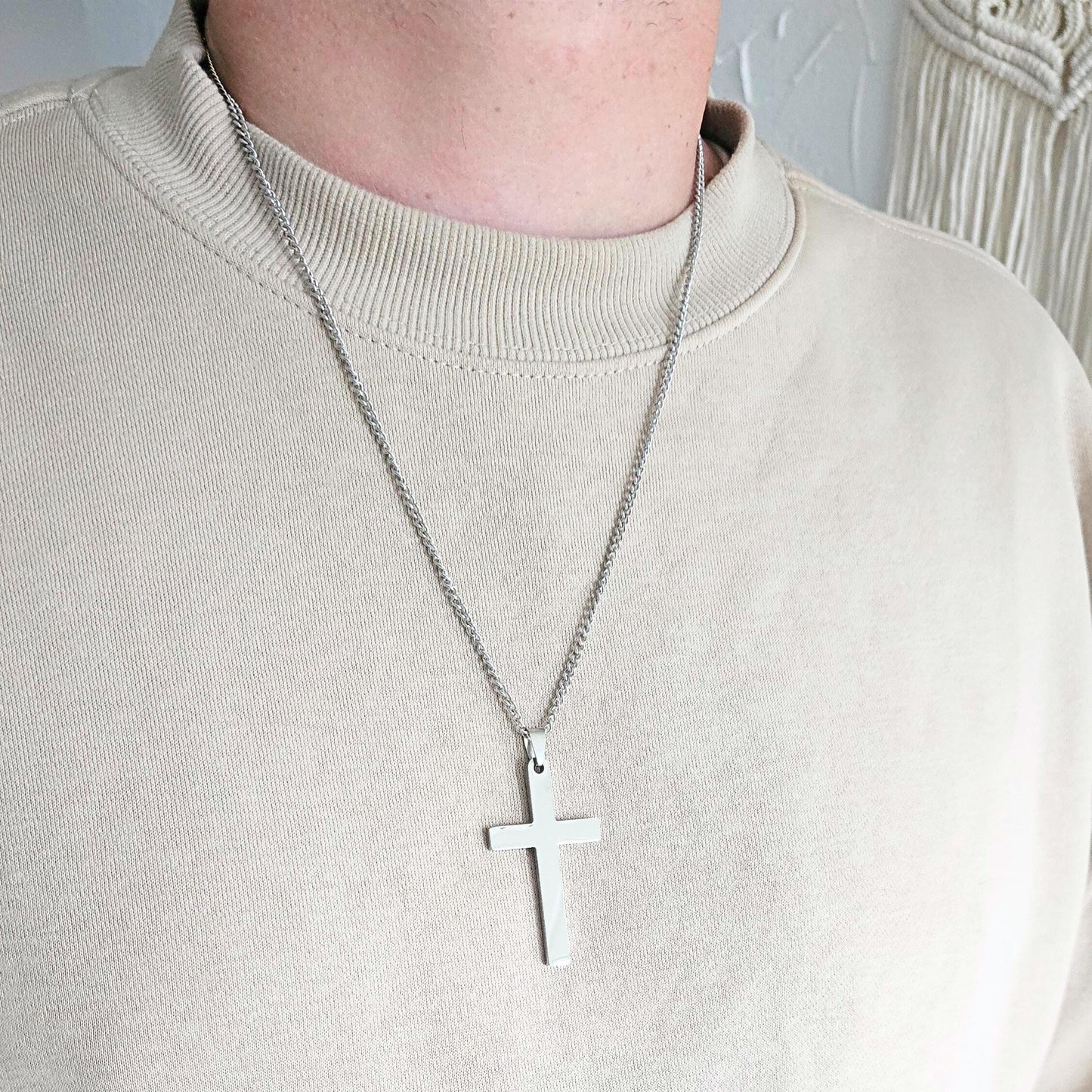 Herren Kreuzkette mit Gravur in Gold,Silber & Schwarz | Männer Kette mit Kreuz Anhänger personalisiert | personalisierte Weihnachtsgeschenke