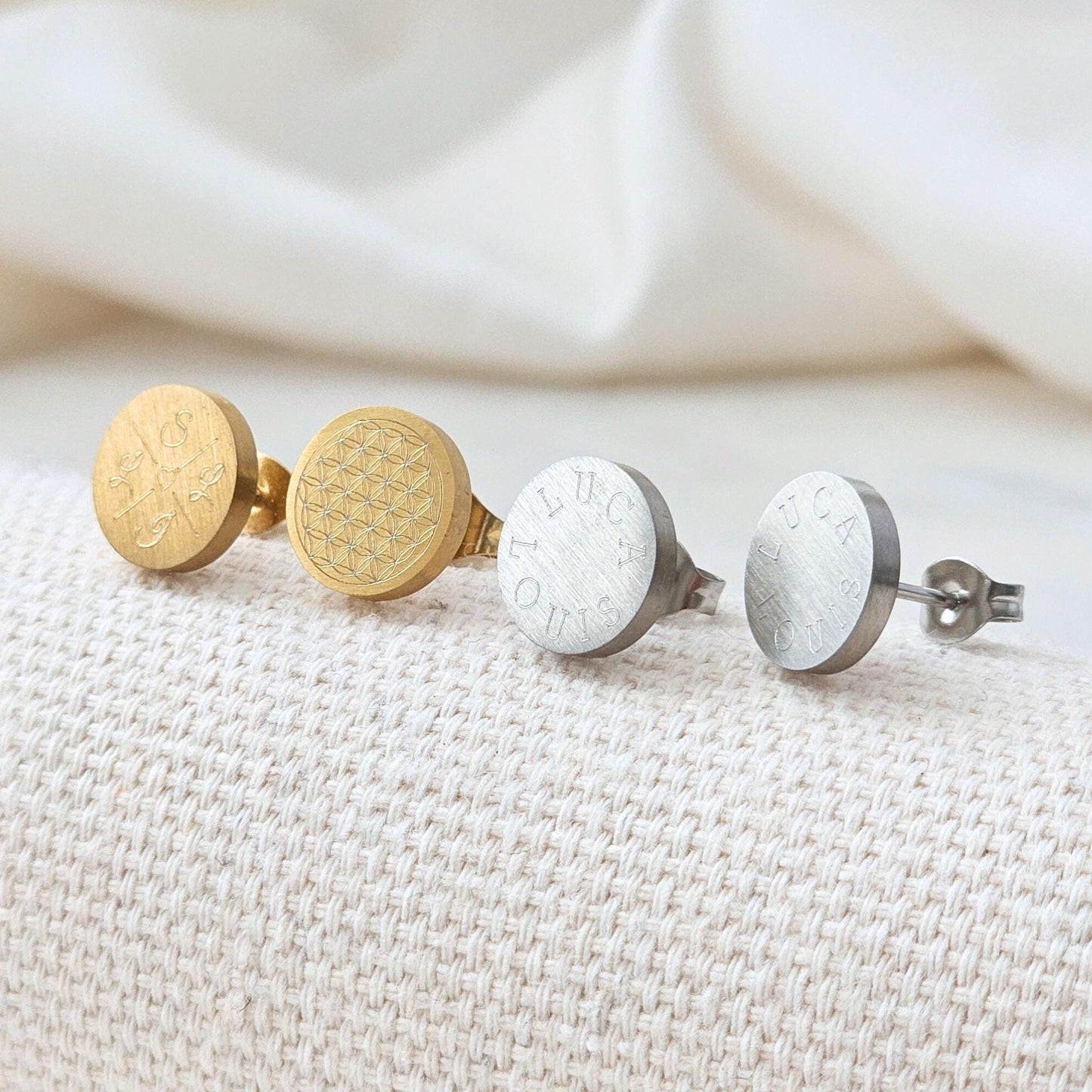 Personalisierte Kreis Ohrstecker mit Gravur | personalisiertes Geschenk | Geschenk zur Einschulung | Geschenk zur Hochzeit | Gravur Ohrringe