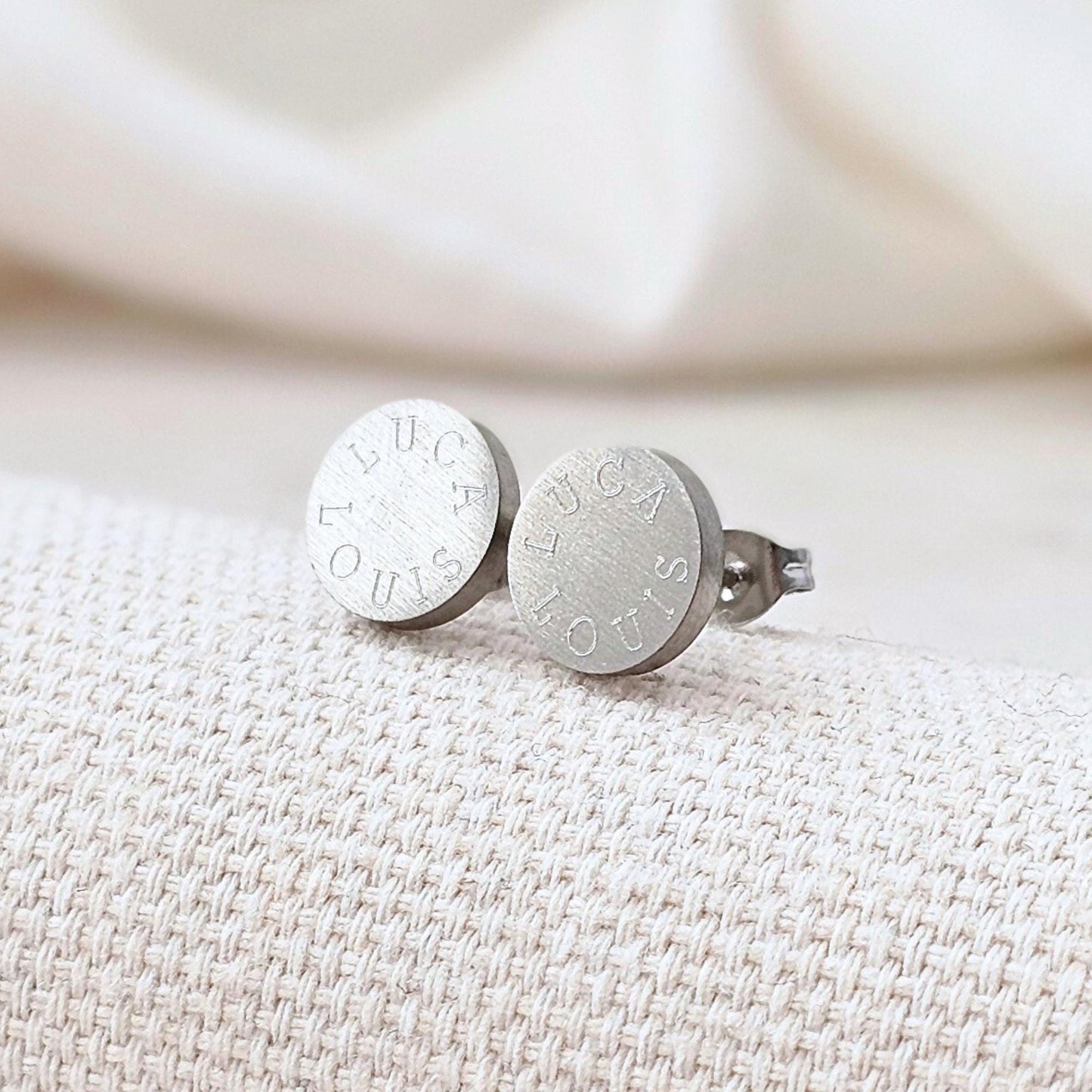 Personalisierte Kreis Ohrstecker mit Gravur | personalisiertes Geschenk | Geschenk zur Einschulung | Geschenk zur Hochzeit | Gravur Ohrringe