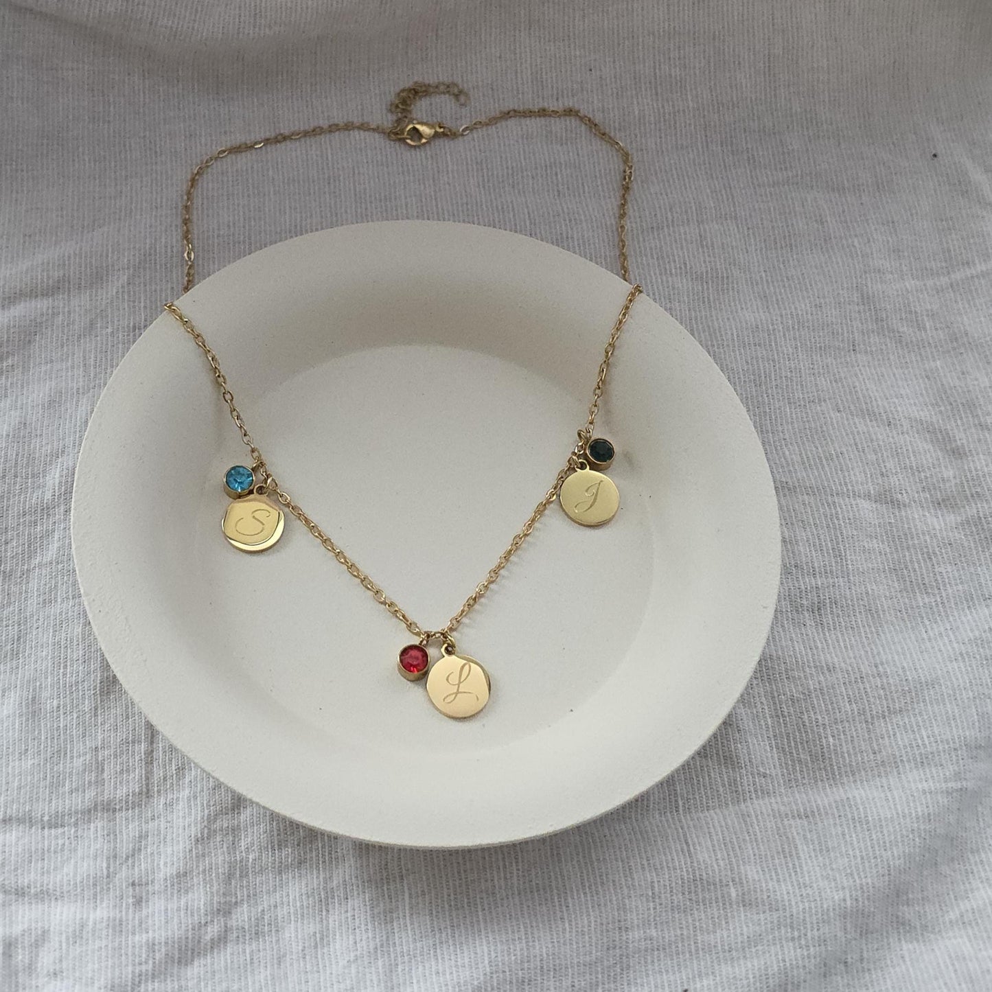 Familienkette mit Geburtssteinen | Kette mit Gravur Anhänger aus Edelstahl | personalisiertes Geschenk für Mama | besonderer Schmuck
