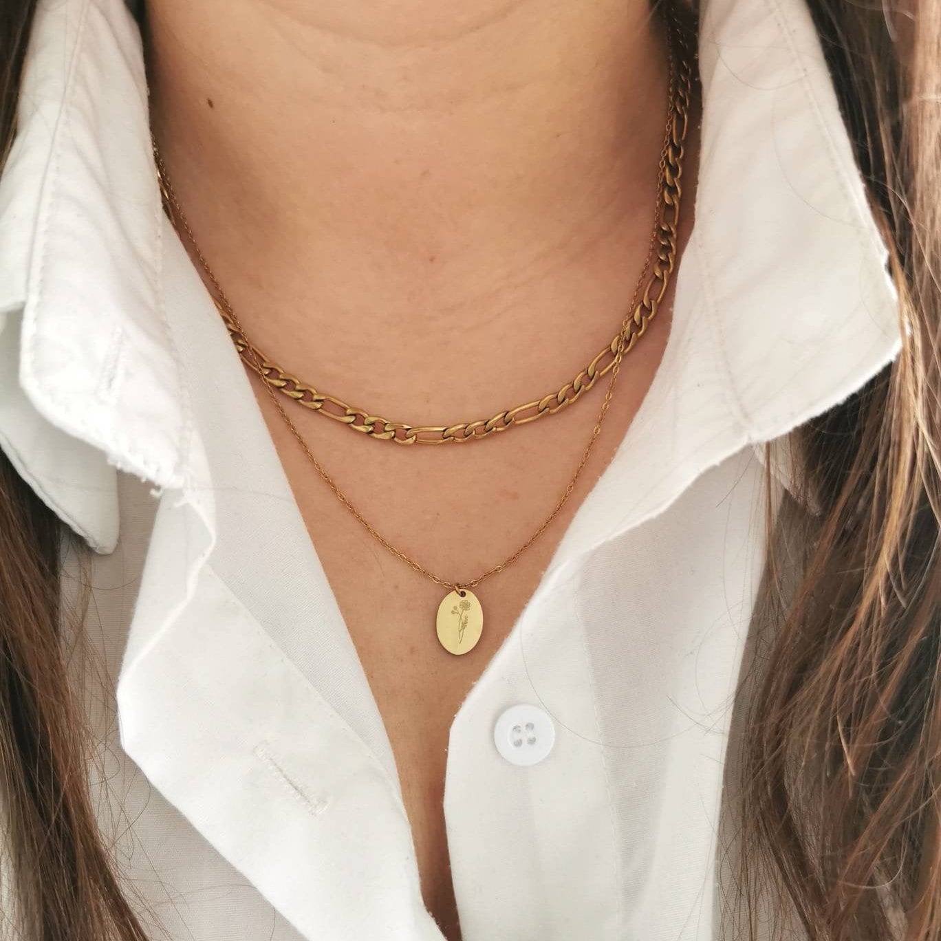 Figaro Kette in Gold oder Silber aus Edelstahl, grobe Gliederkette, goldene & silberne Panzer Kette, Geschenk Freundin, Muttertagsgeschenk