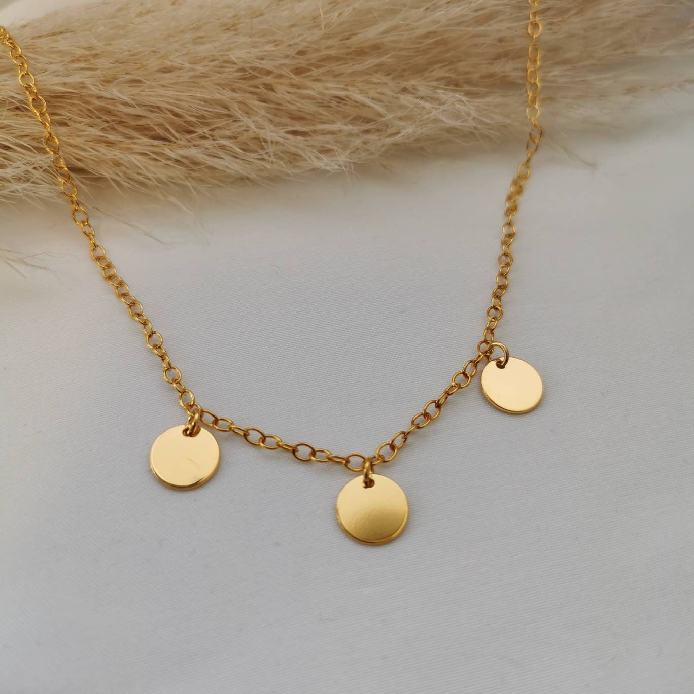 Personalisierte Familienkette aus 925 Silber, Namenskette mit Anhängern, Gravur Plättchen 10 mm, Gold Silber Rosé, Geschenk Mama