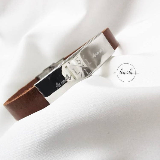 Personalisiertes Männer Armband, Herren Armband Leder + Edelstahl , Gravur Armband Mann ,Herren Armband mit Gravur, Geschenk für Männer