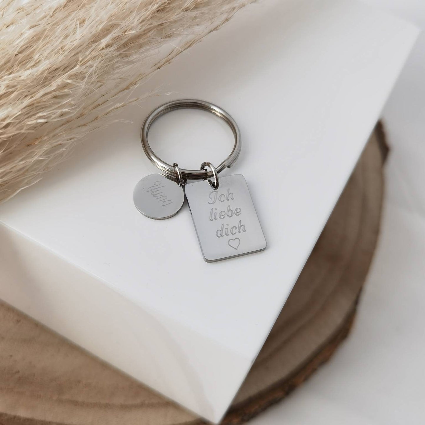 Personalisierter Schlüsselanhänger in Gold, Rosé, Silber aus Edelstahl~Schlüsselbund mit Gravur~personalisiertes Geschenk Frau,Mann,Freunde