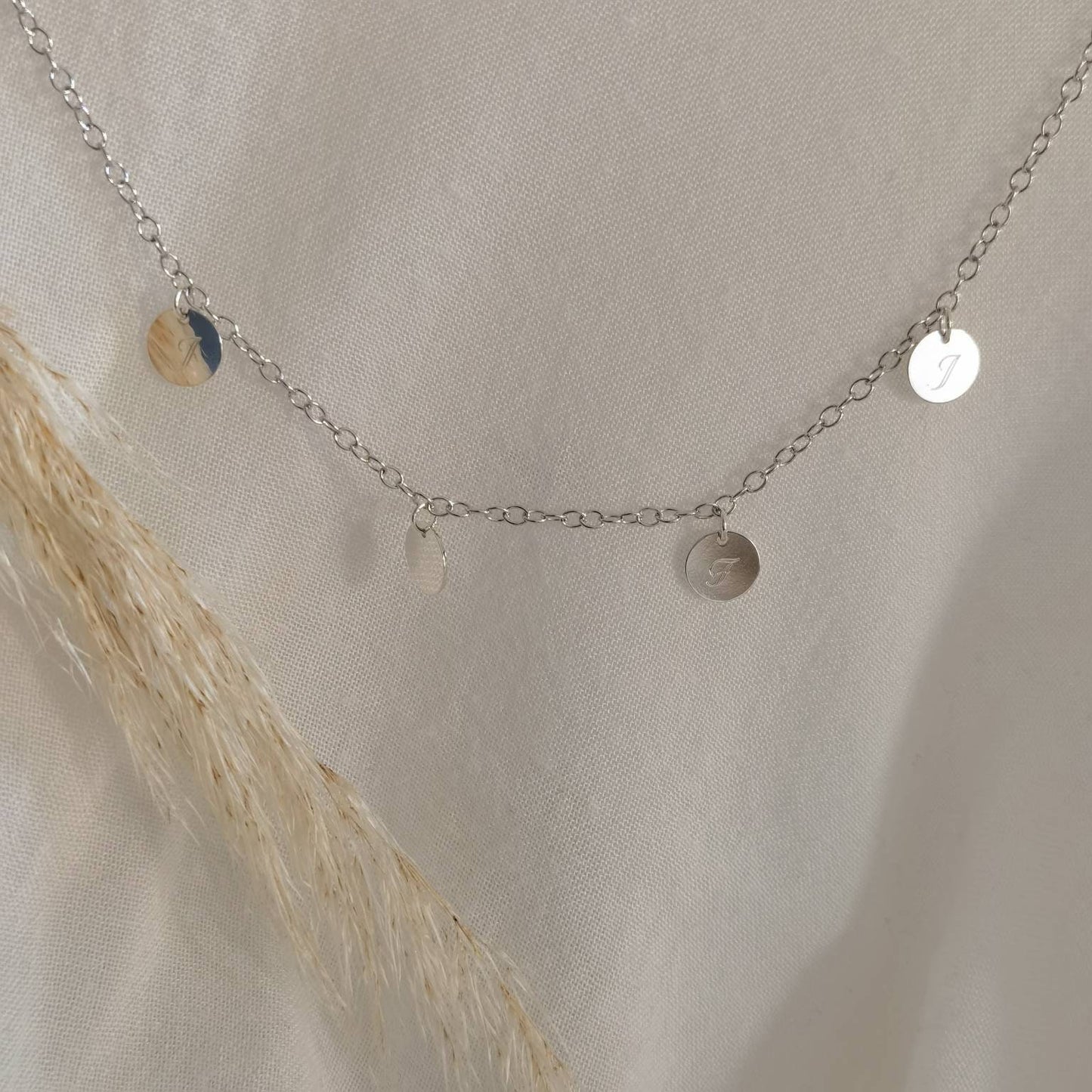 Personalisierte Familienkette aus 925 Silber, Namenskette mit Anhängern, Gravur Plättchen 10 mm, Gold Silber Rosé, Geschenk Mama