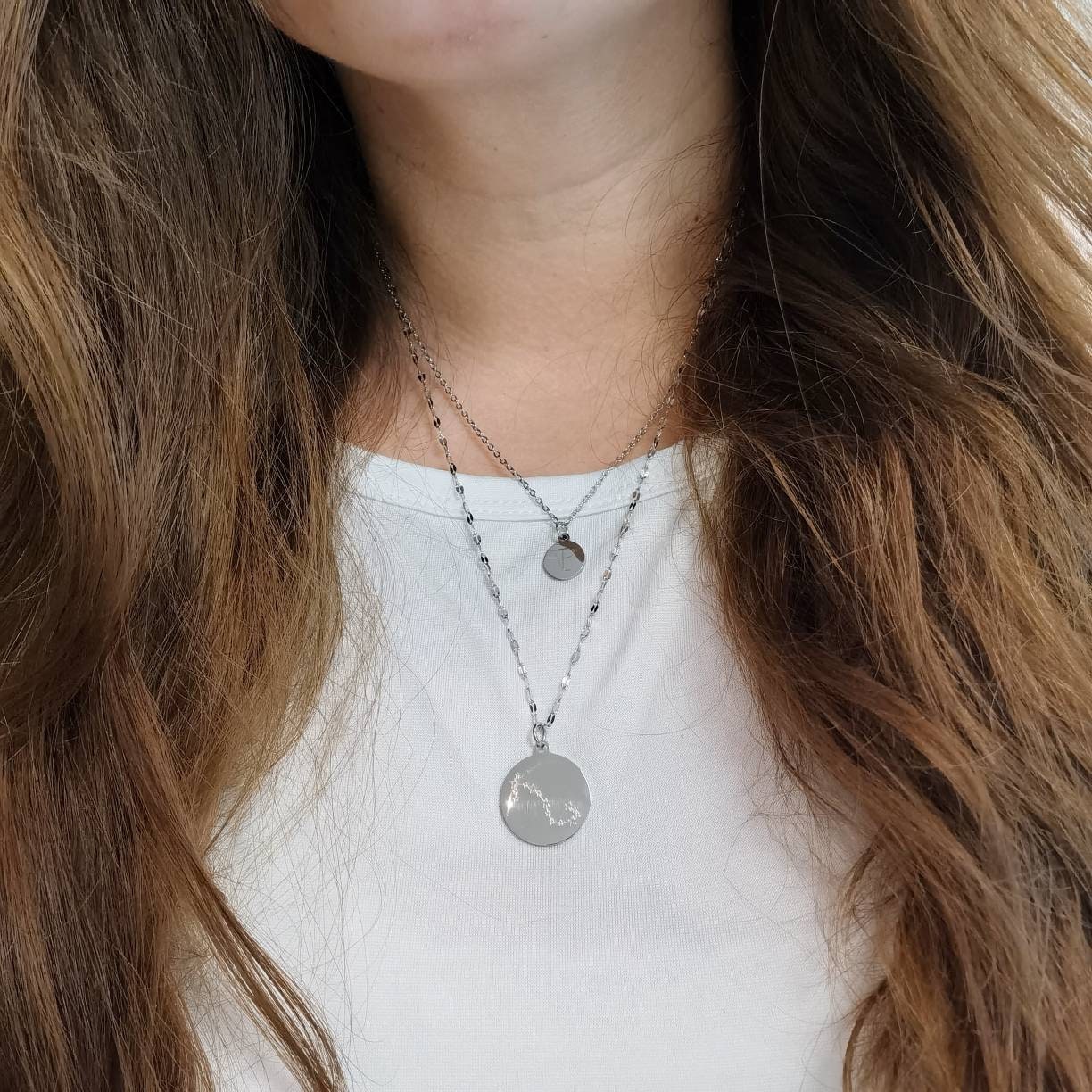 Mehrreihige, personalisierte Plättchen Kette in Gold,Silber,Rosé aus Edelstahl, Personalisierter Schmuck für Frauen, Weihnachtsgeschenk Frau