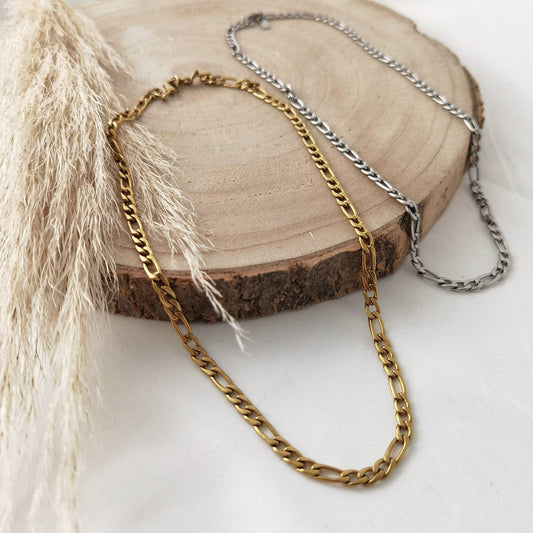 Figaro Kette in Gold oder Silber aus Edelstahl, grobe Gliederkette, goldene & silberne Panzer Kette, Geschenk Freundin, Muttertagsgeschenk