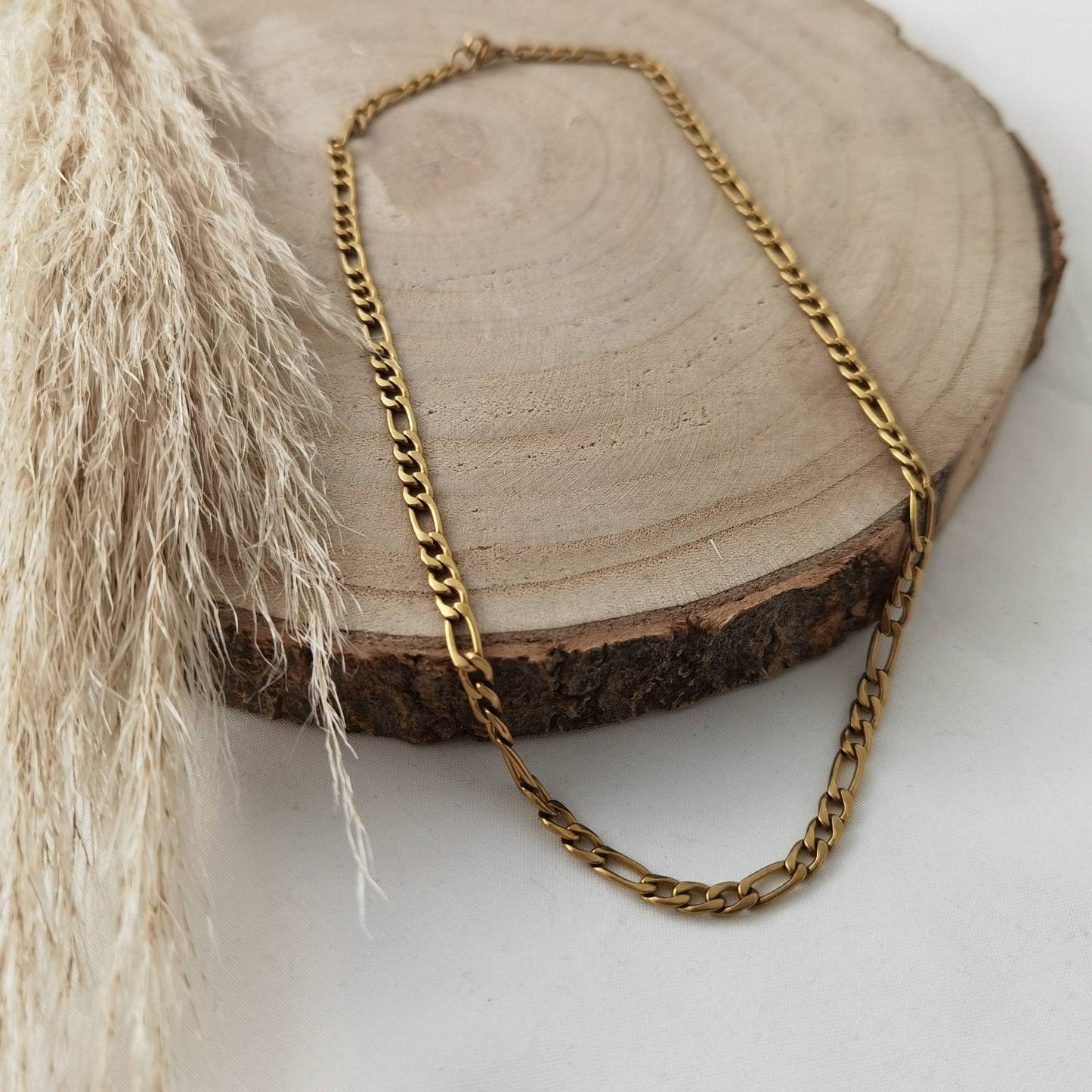 Figaro Kette in Gold oder Silber aus Edelstahl, grobe Gliederkette, goldene & silberne Panzer Kette, Geschenk Freundin, Muttertagsgeschenk