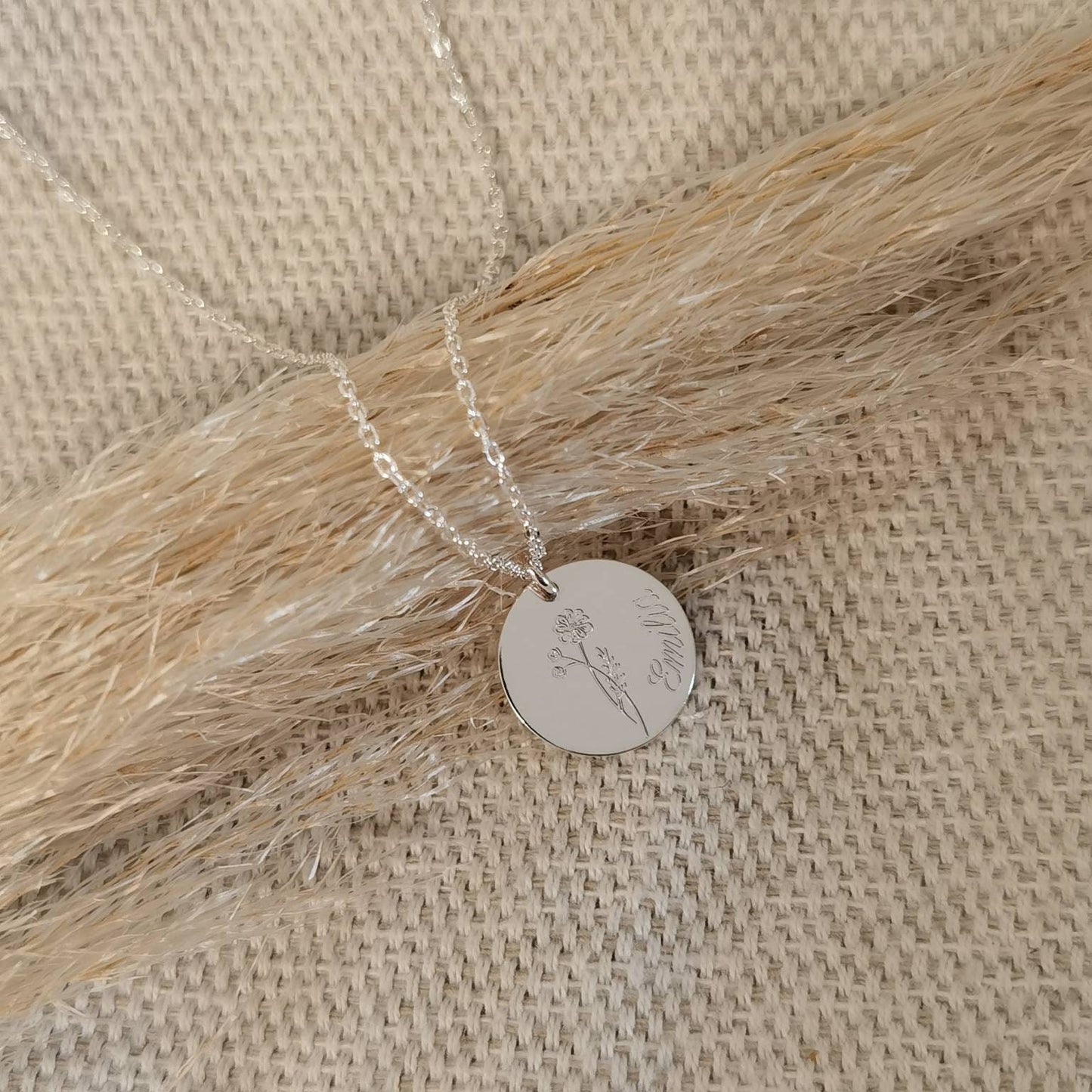Personalisierte 925 Sterling Silber Kette in Gold, Rosé, Silber, 15mm Plättchen, 55cm Kette mit Gravur Anhänger, personalisiertes Geschenk