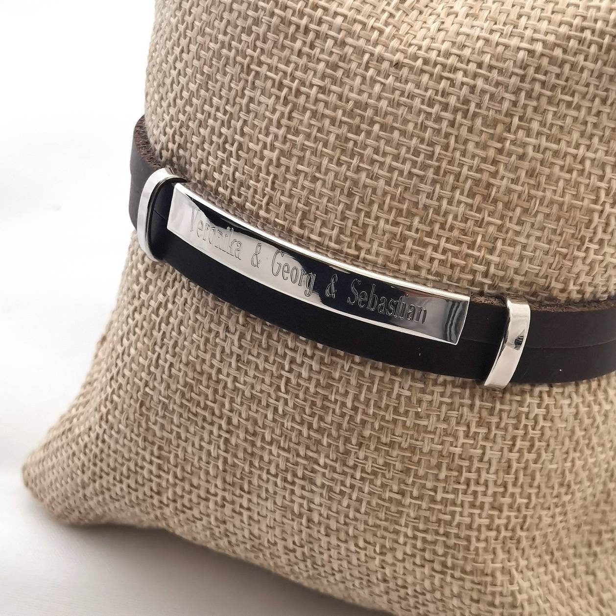 Personalisiertes Männer Armband,Herren Armband Leder+Edelstahl,Gravur Armband,Herren Armband mit Gravur,Geschenk für Papa,Vatertagsgeschenk