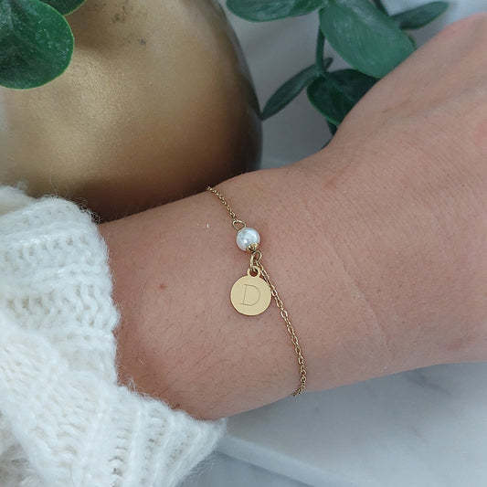 Personalisiertes Perlenarmband Gold, Silber oder Rosé, Armband Perlen Anhänger, Perlen Armband, Edelstahl Armband Perlen Gold, Silber, Rosé