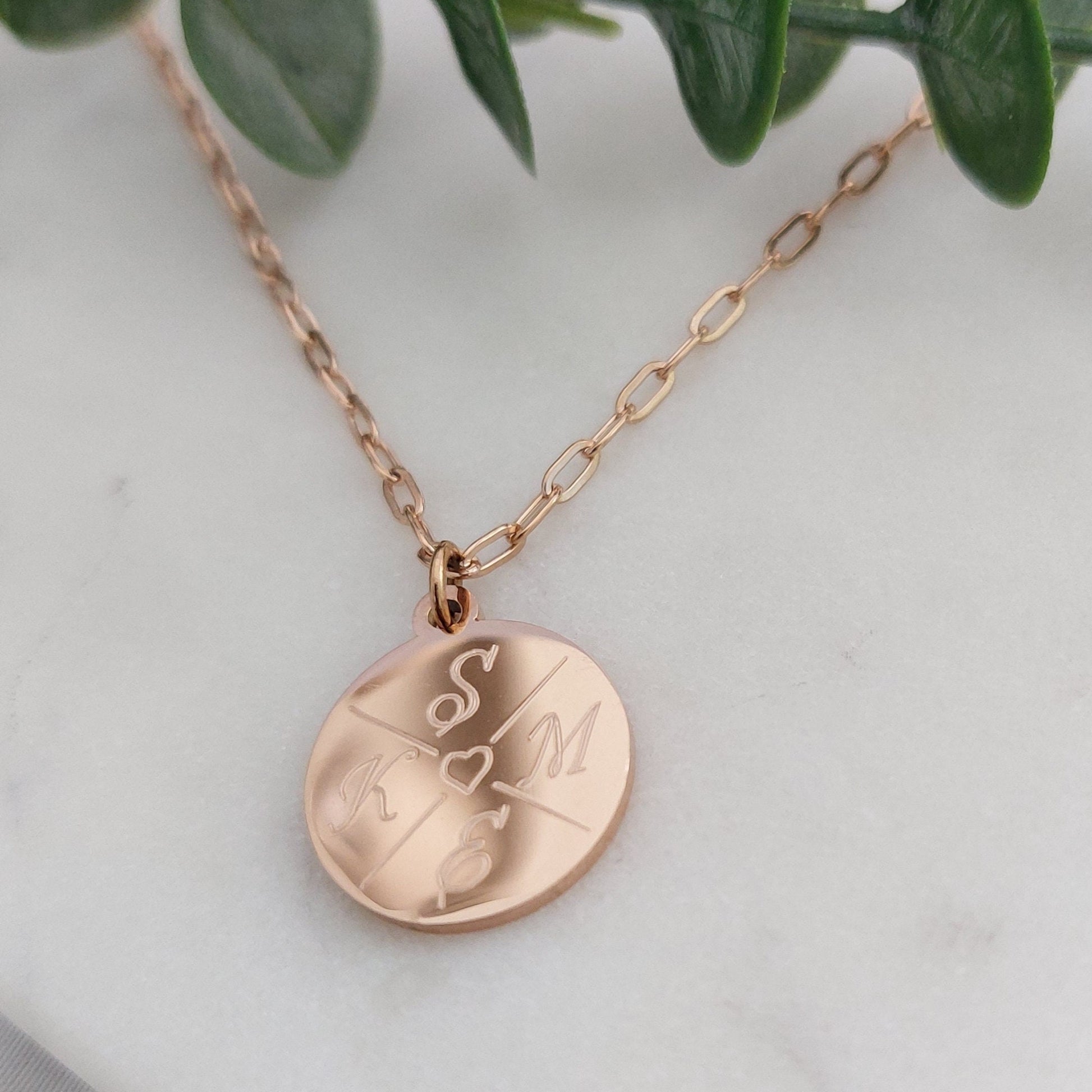 Personalisierte Kette mit 15mm Gravur Plättchen in Gold, Rosé, Silber, Halskette Gold, Familienkette, Namenskette, personalisiertes Geschenk