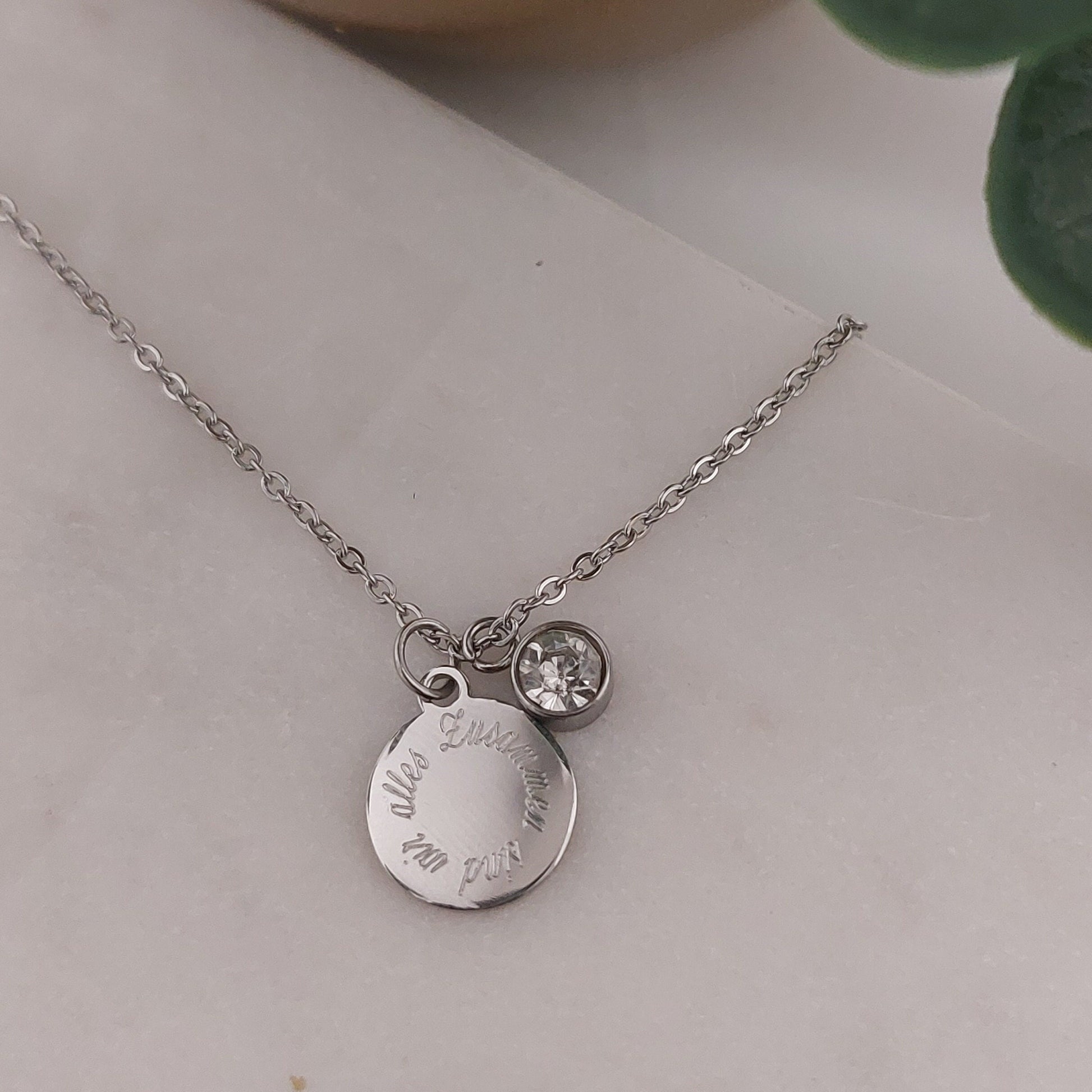 Personalisierte Geburtssteinkette in Gold,Silber,Rosé mit 12mm gravur Plättchen Anhänger,personalisiertes Geschenk,personalisierter Schmuck