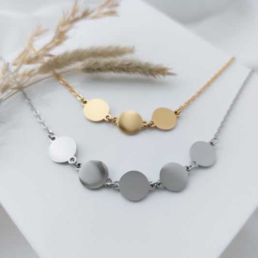 Personalisierte Plättchenkette Gold & Silber aus Edelstahl,Familienkette,Namenskette,Buchstabenkette,Gravurkette,Personalisiertes Geschenk