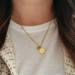 Personalisierte Geburtssteinkette in Gold,Silber,Rosé mit 12mm gravur Plättchen Anhänger,personalisiertes Geschenk,personalisierter Schmuck