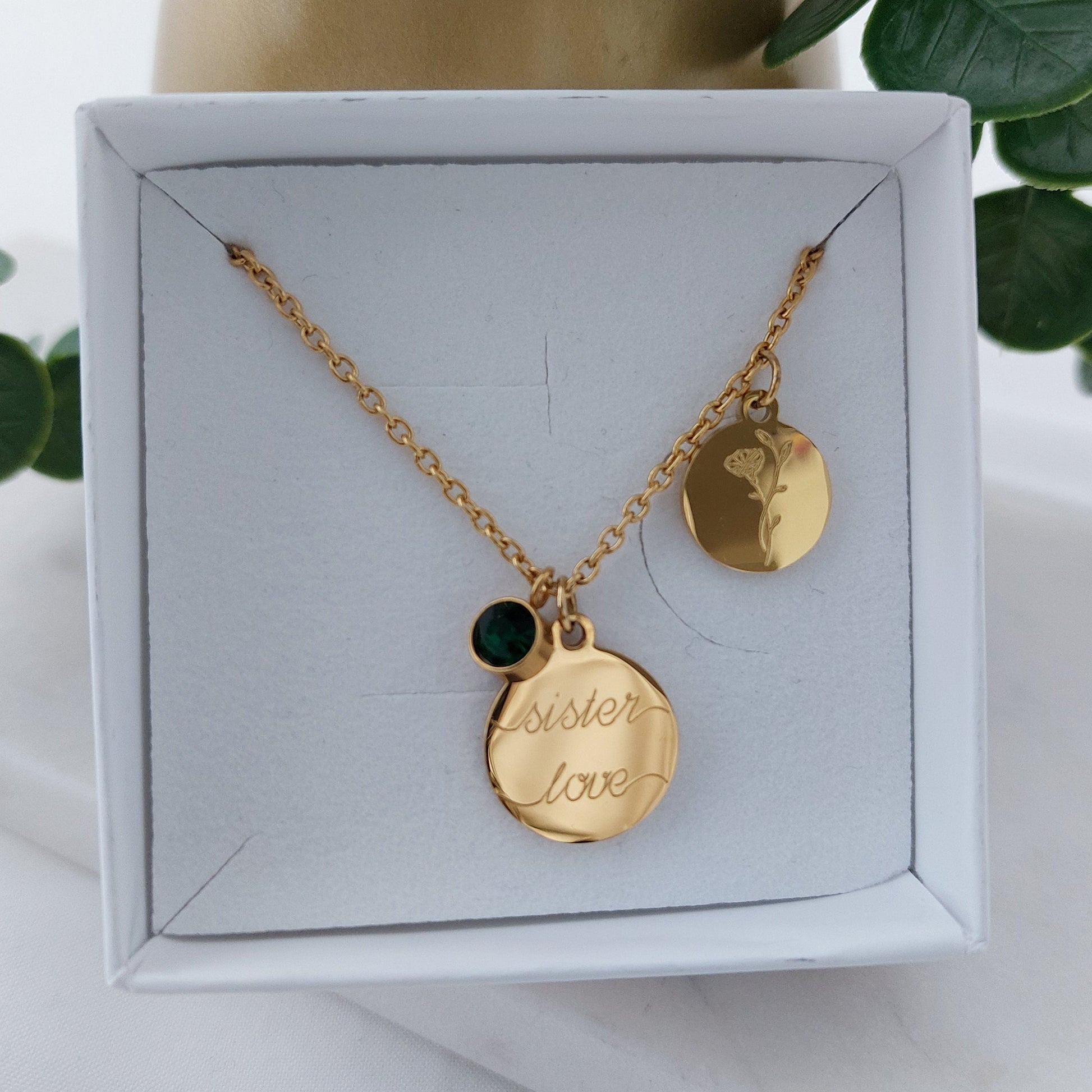 Personalisierte Kette mit 2 Gravur Plättchen Anhänger in Gold, Silber, Rosé, Buchstaben Kette gold, personalisiertes Geschenk Mama