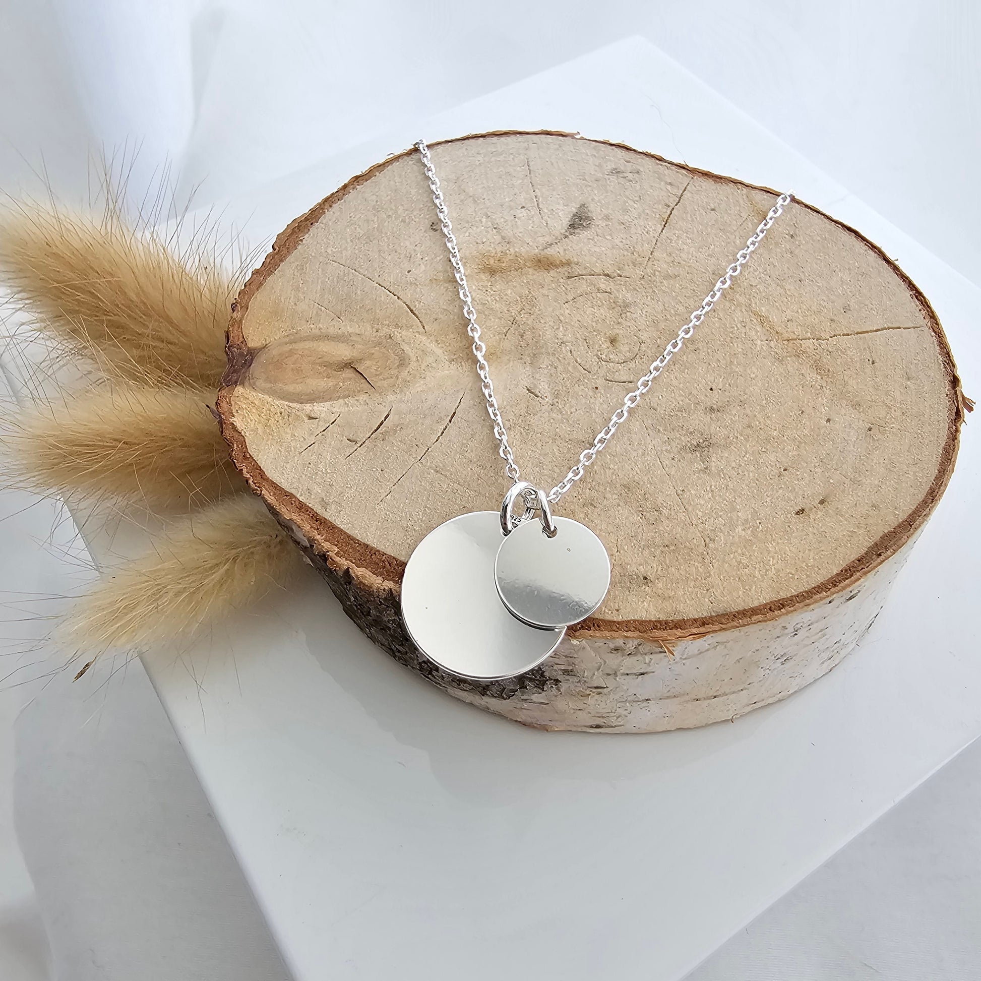 Personalisierte Kette mit 15mm & 10mm Gravur Plättchen Anhänger in Gold, Silber, Rosé, Buchstaben Kette gold, personalisiertes Geschenk Mama