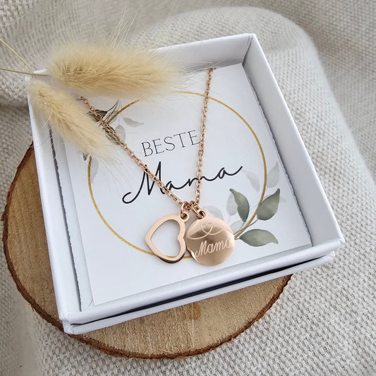 Personalisierte Herzkette|besonderes Geschenk|beste Freundin|beste Mama|beste Trauzeugin|zur Geburt|zum Geburtstag|zur Taufe|zu Weihnachten