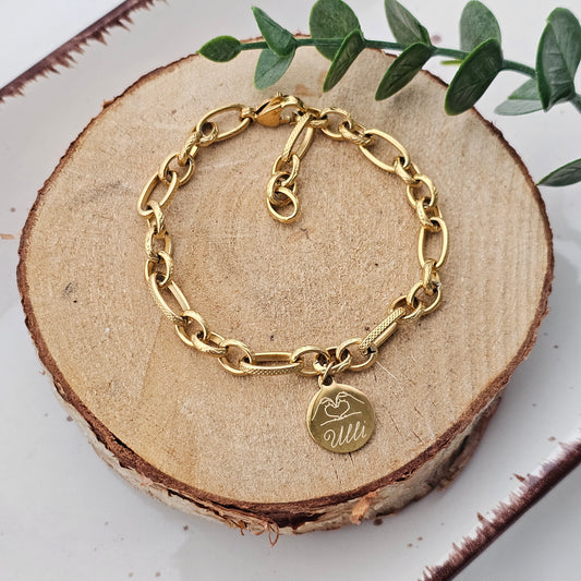 Grobes Armband personalisiert in Gold oder Silber aus Edelstahl, chunky Armband, Armkette mit Namen, personalisiertes Geschenk
